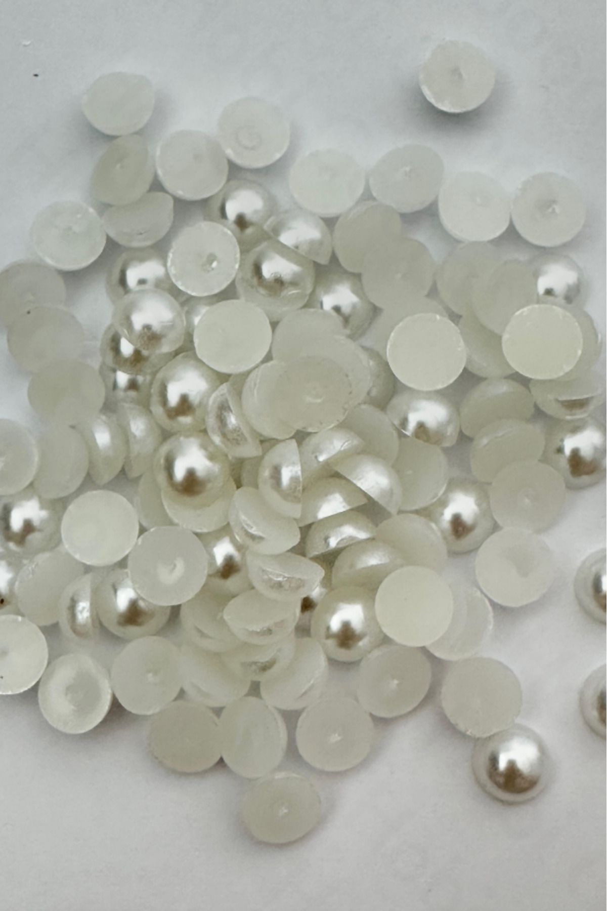 Hobi Goom Tasarım/İmalat için Yuvarlak Beyaz Yarım İnci Boncuk (Plastik) | 8 mm | 80gr