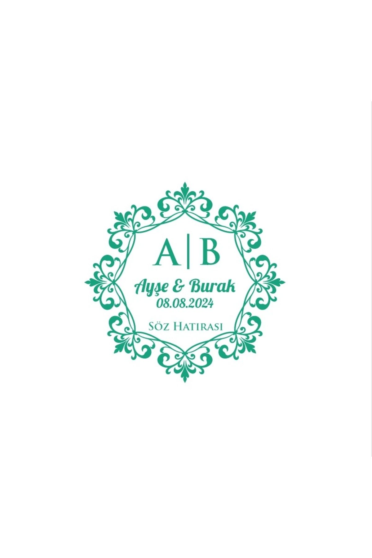 Reysa Tasarım Dişli Kenarlı Dikdörtgen Mühür Kına Nişan Düğün 3x3 cm özel etiket / 50 adet sticker