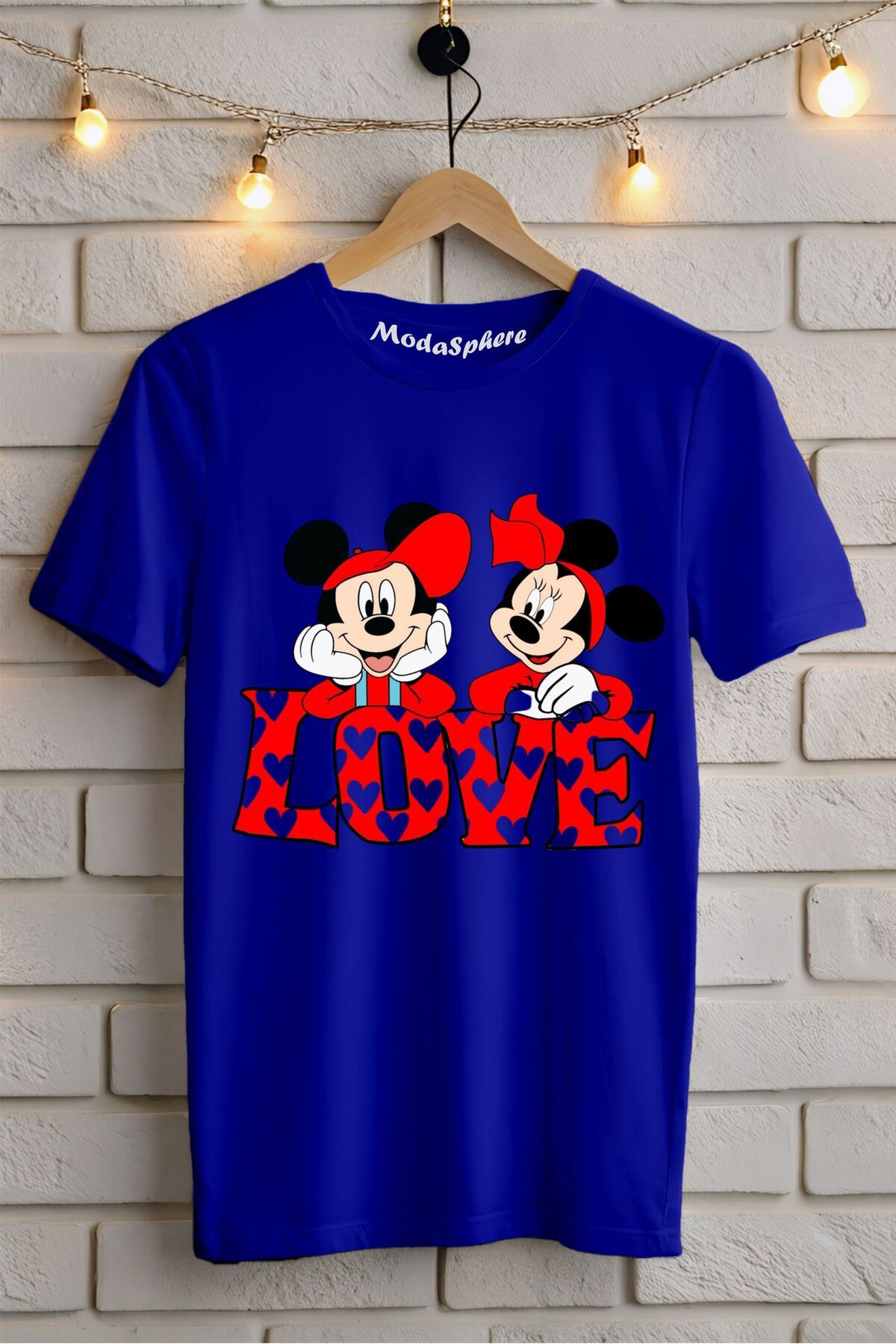 ModaSphere Love Mickey Baskılı Unisex Tişört