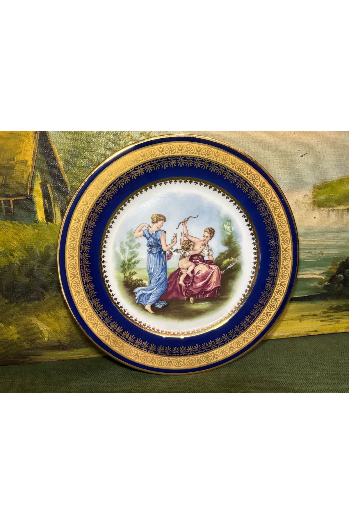 tayfuntufan antika koleksiyon fransız Limoges el boyama porselen tabak 19 cm çapında - ıojdf0745
