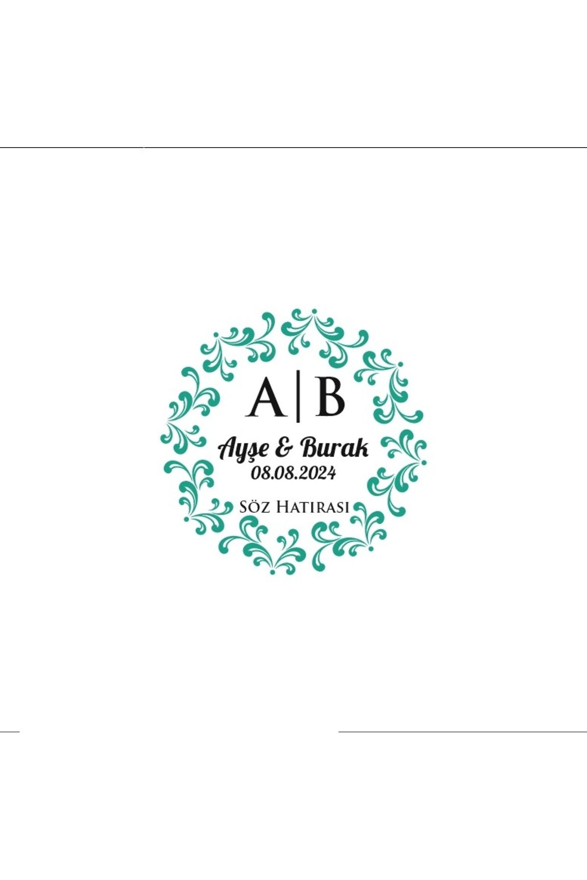 Reysa Tasarım Çiçek Desenli Kare Mühür Kına Nişan Düğün 3x3 cm özel etiket / 50 adet sticker
