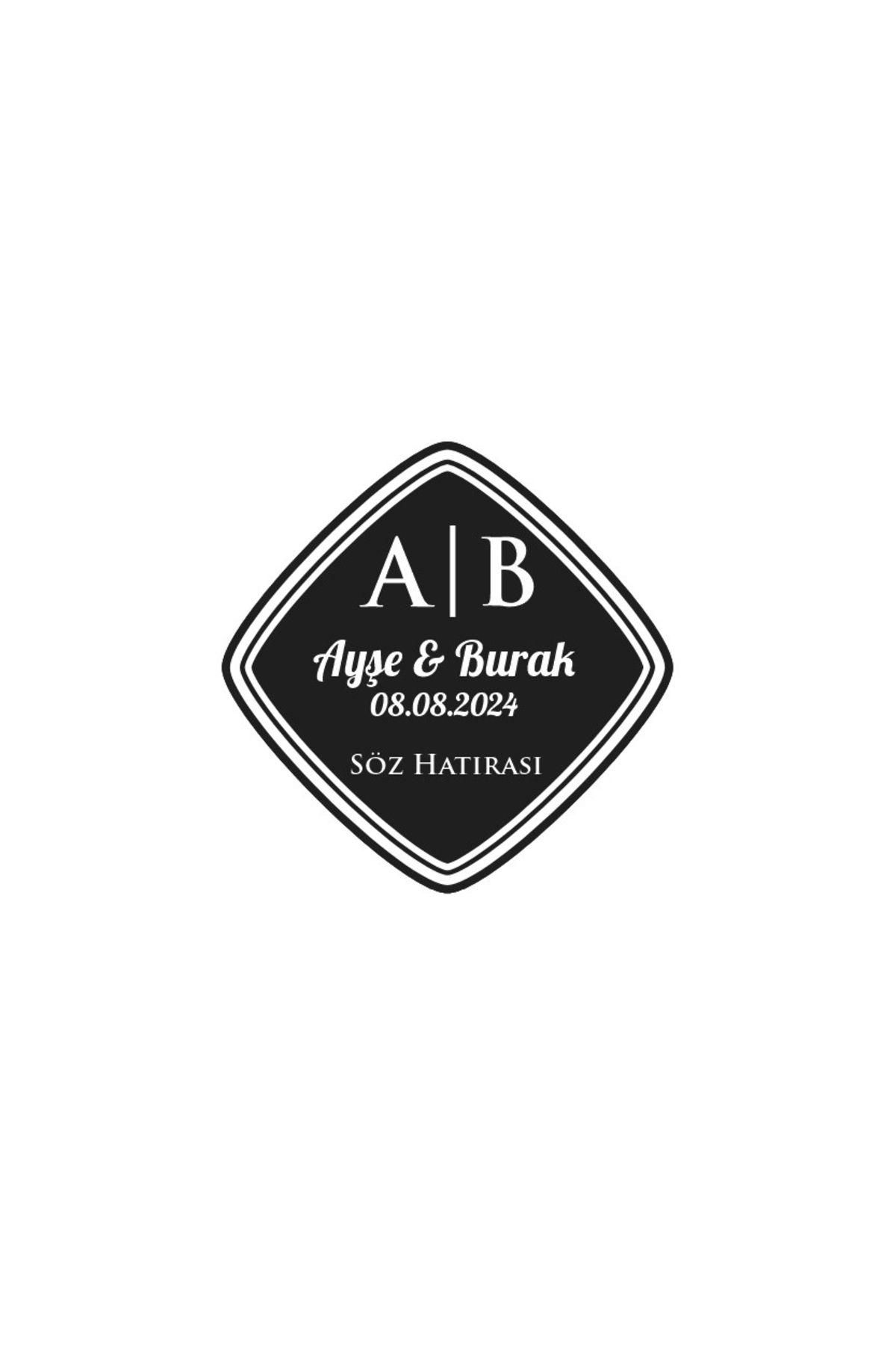 Reysa Tasarım Köşeli Kare Mühür Kına Nişan Düğün 3x3 cm özel etiket / 50 adet sticker