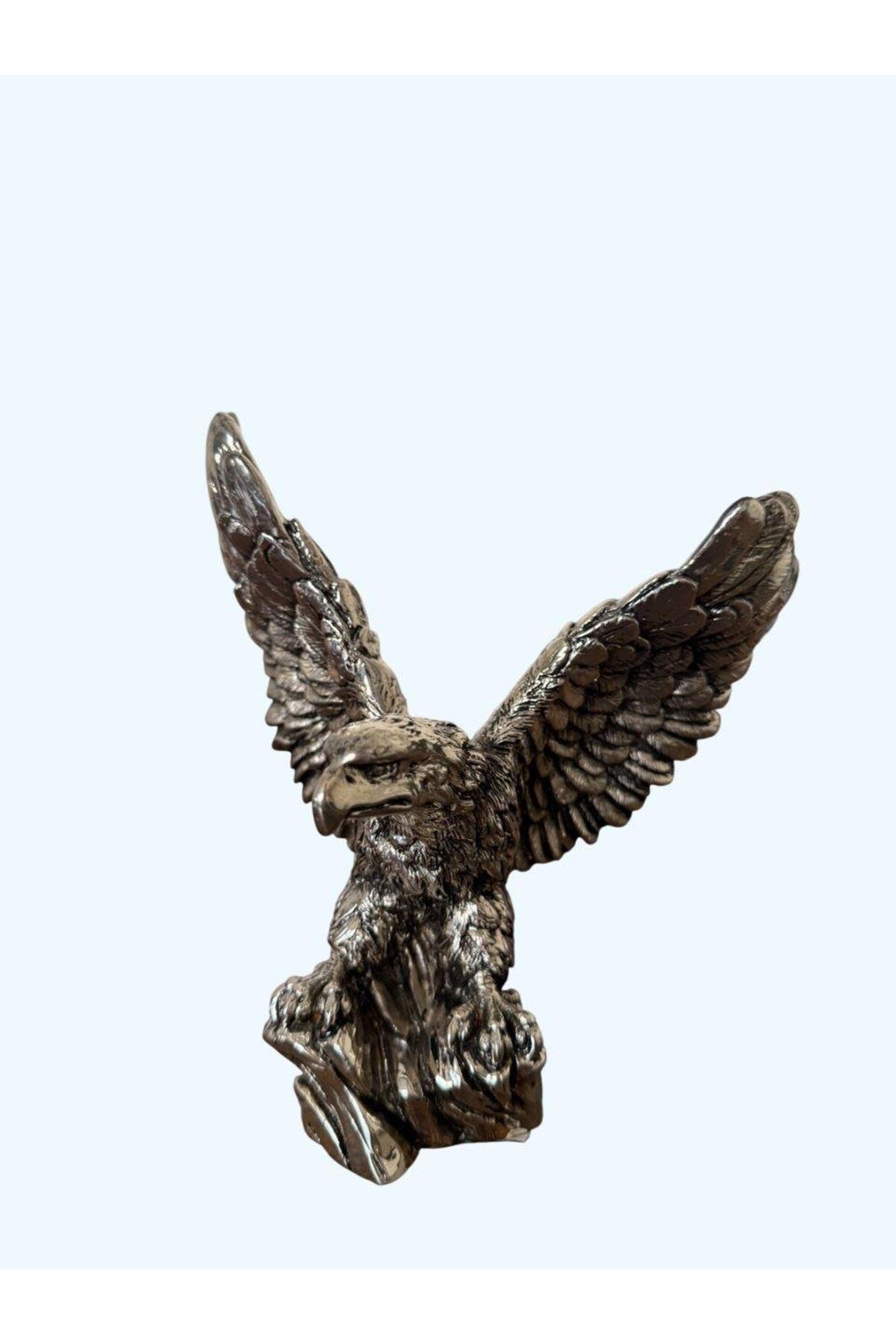 BDTekstil Kartal Heykel Biblo 20 cm Gümüş Renk