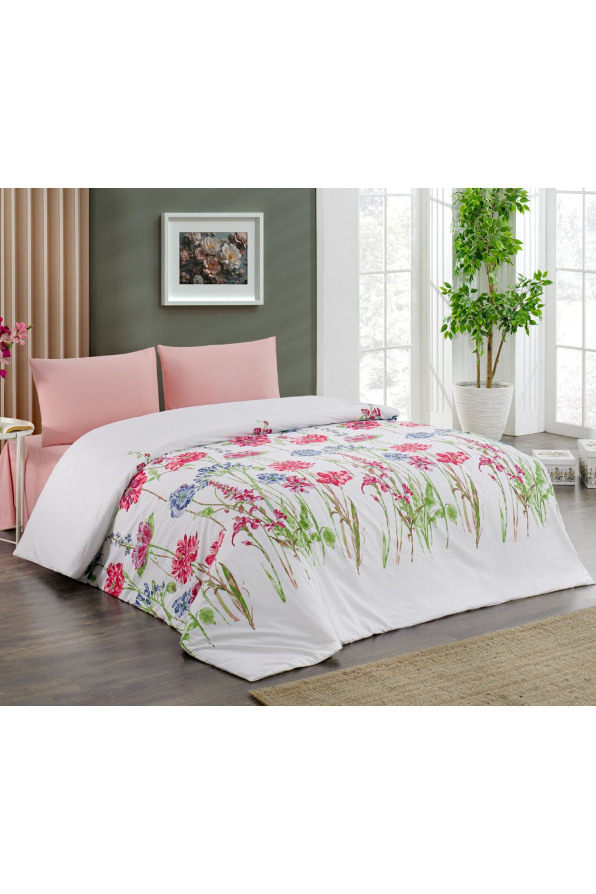Kristal By Taç Kristal Ranforce Pamuk Çift Kişilik Nevresim Takımı Bloom Pembe