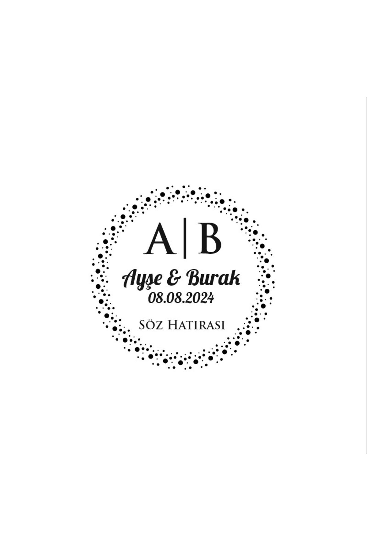 Reysa Tasarım İnce Noktalı Çerçeveli Yuvarlak Mühür Kına Nişan Düğün 3x3 cm özel etiket / 50 adet sticker