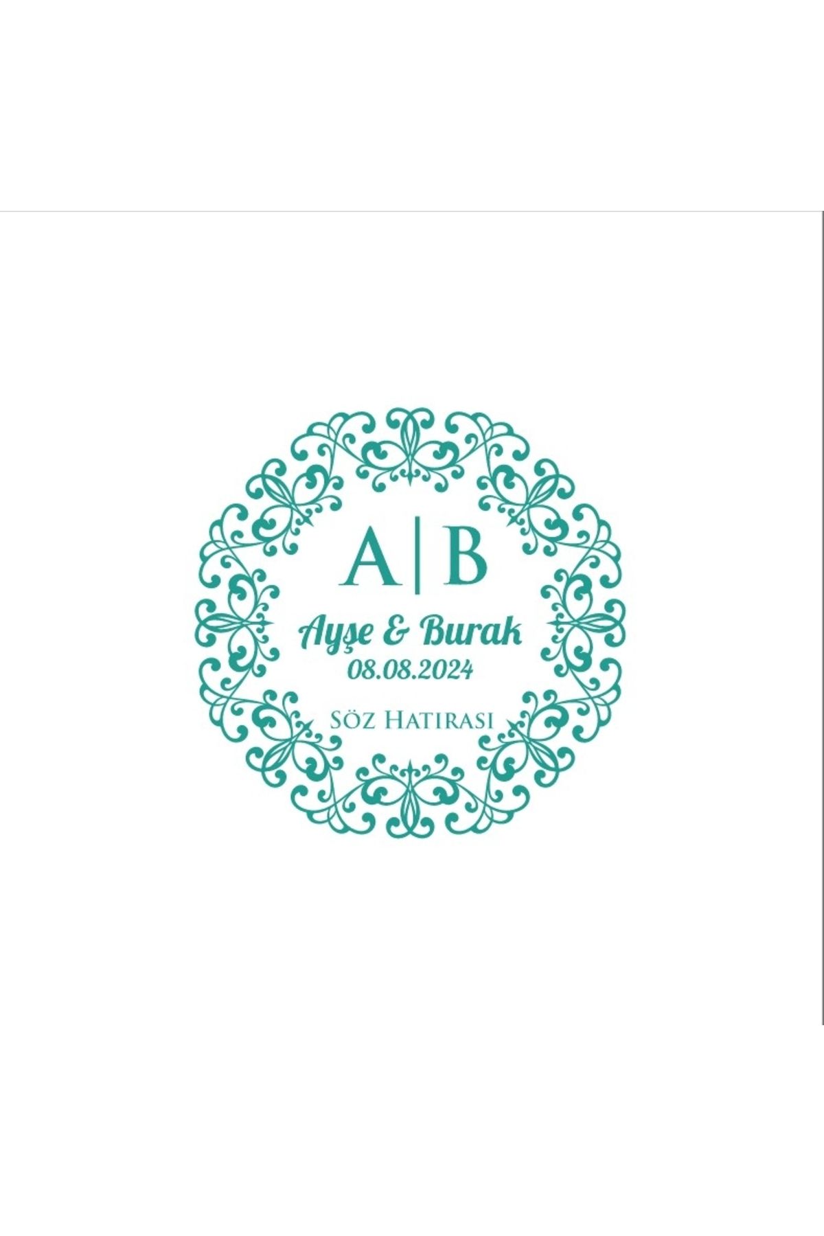 Reysa Tasarım Köşeleri Çıkıntılı Dikdörtgen Mühür Kına Nişan Düğün 3x3 cm özel etiket / 50 adet sticker