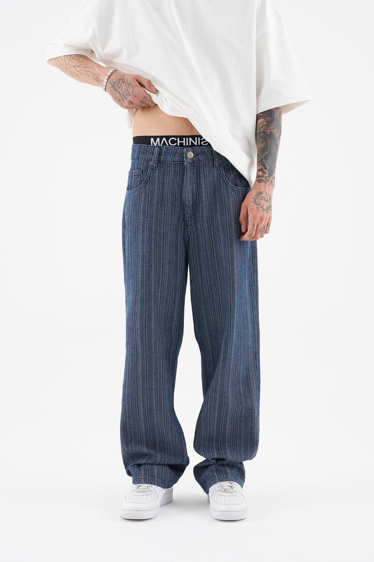 Machinist Erkek Ethnical Patterned Jean Mavi