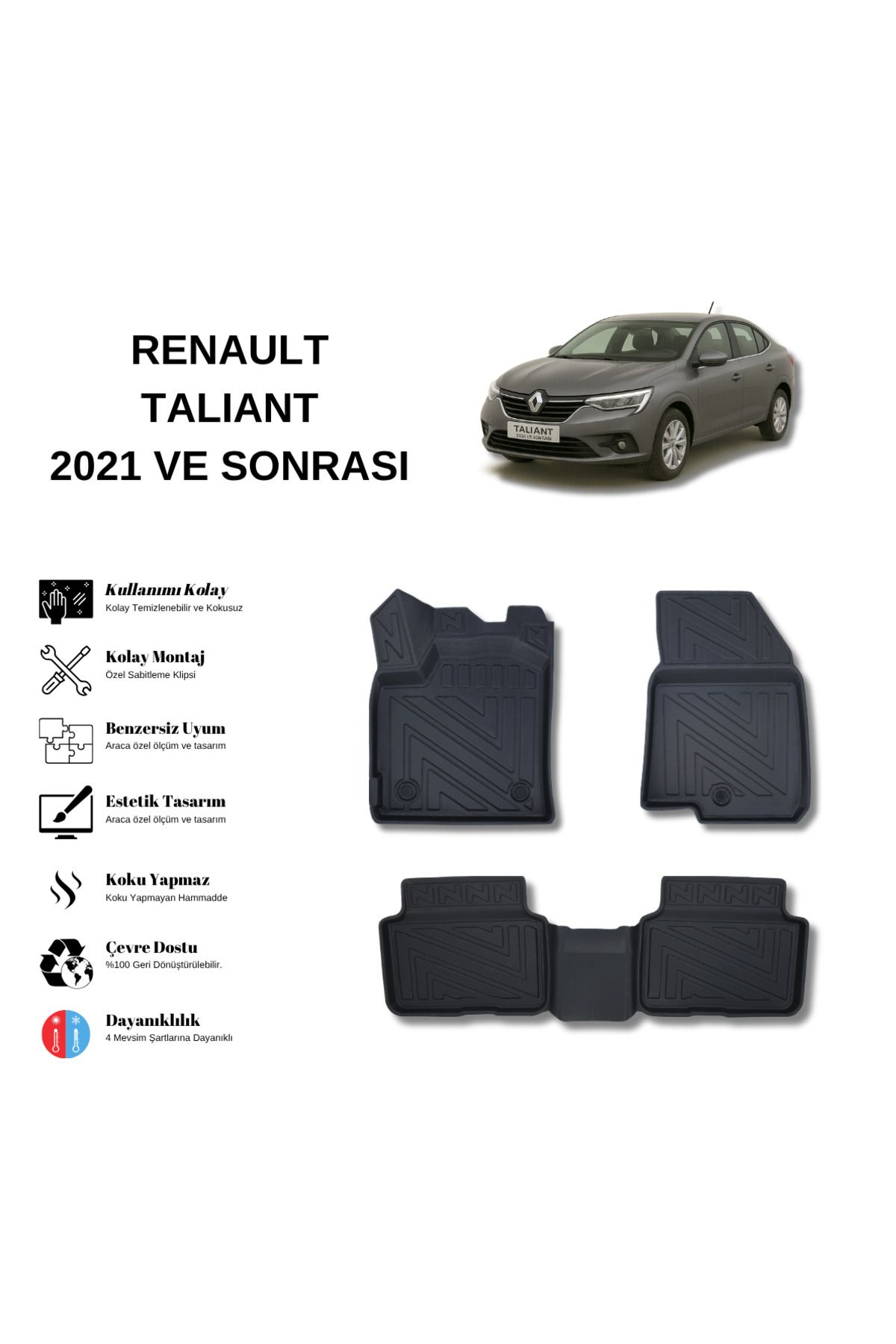 AutoWeller Renault Taliant 2021 ve Sonrası 3D Havuzlu Oto Paspas