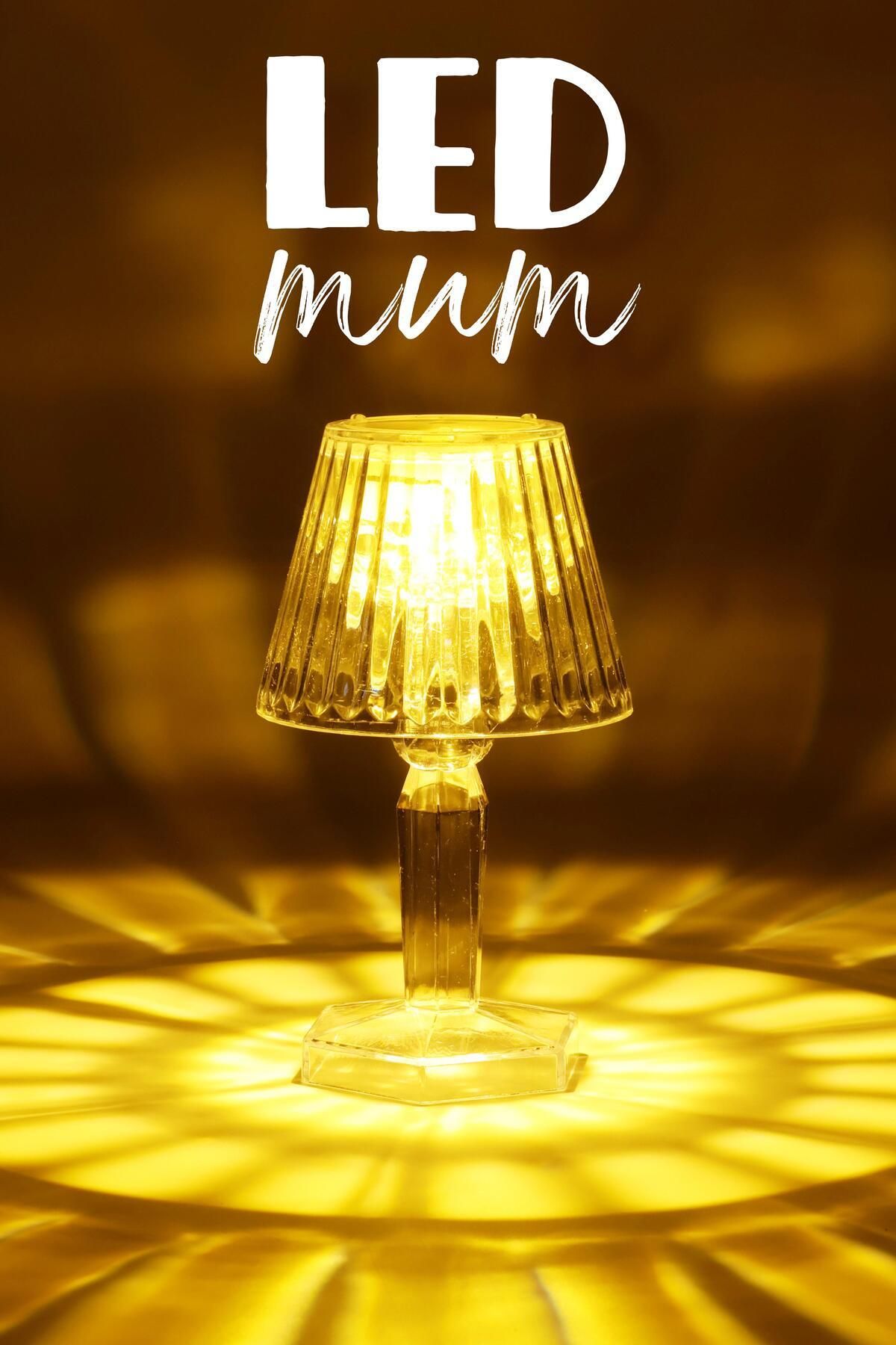 DEKORANLA Şeffaf LED Mum Kristal Tip Pil Dahil, Dekoratif Işık, Dumansız Alev, PR288