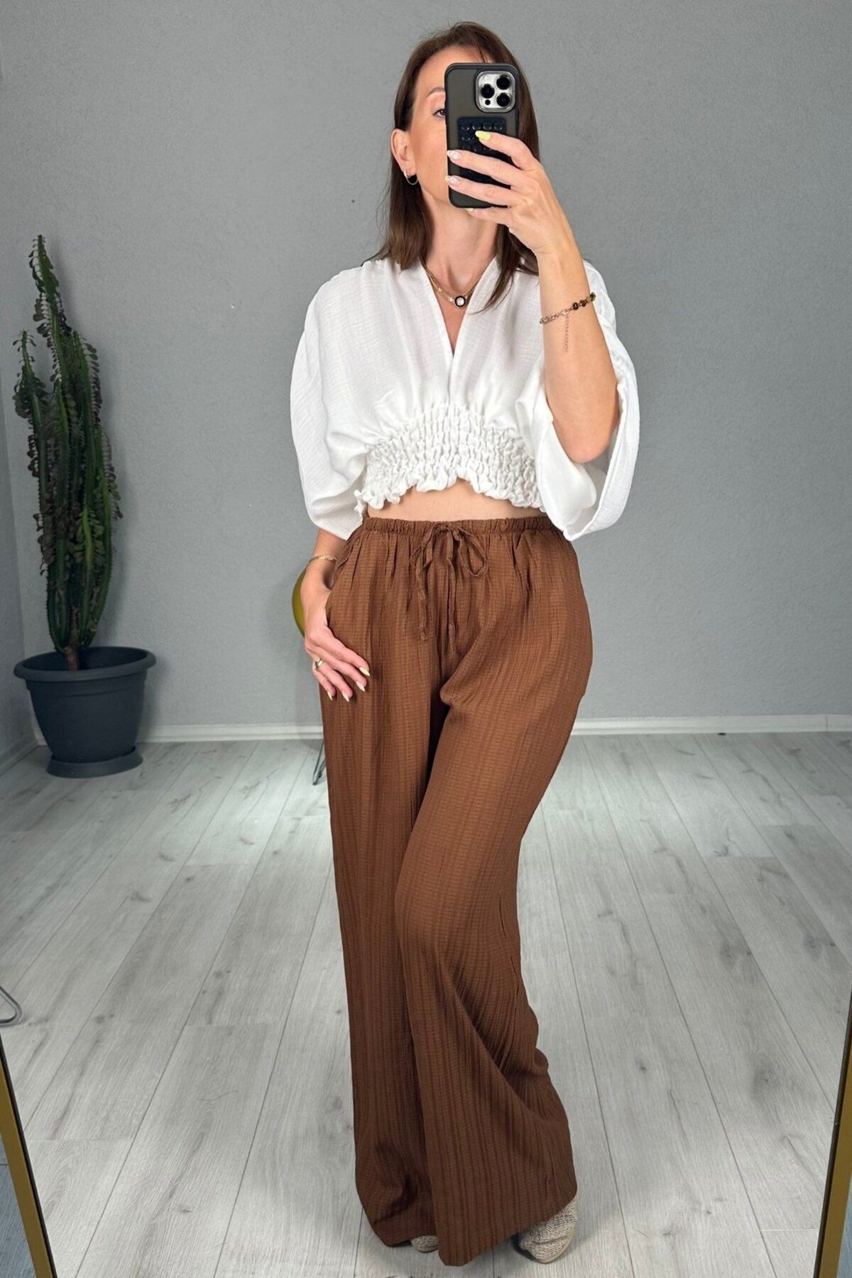 lady special Gofre Beli Latikli Palazzo Pantolon