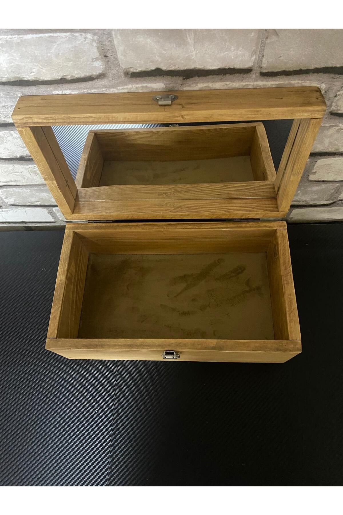 DEKORANLA Şık Ahşap Makyaj ve Takı Kutusu 32x18x13 cm, Kaliteli ve Kullanışlı Depolama Alanı