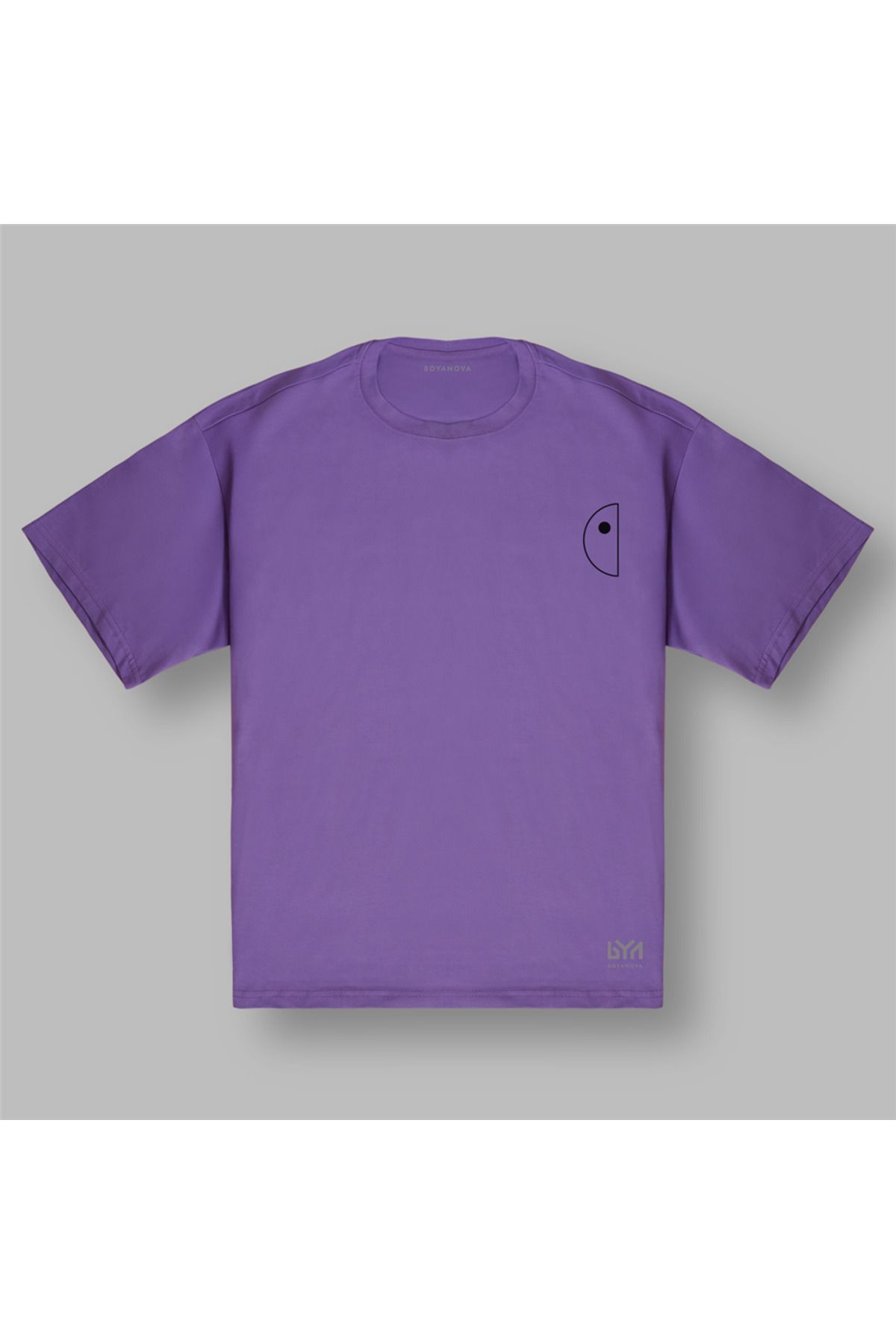 BOYANOVA Yarım Daire Minimal Çizim Mor Oversize Tişört