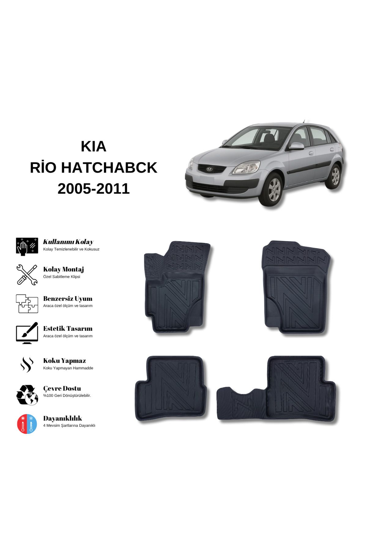 AutoWeller Kia Rio 2005-2011 3D Havuzlu Oto Paspas