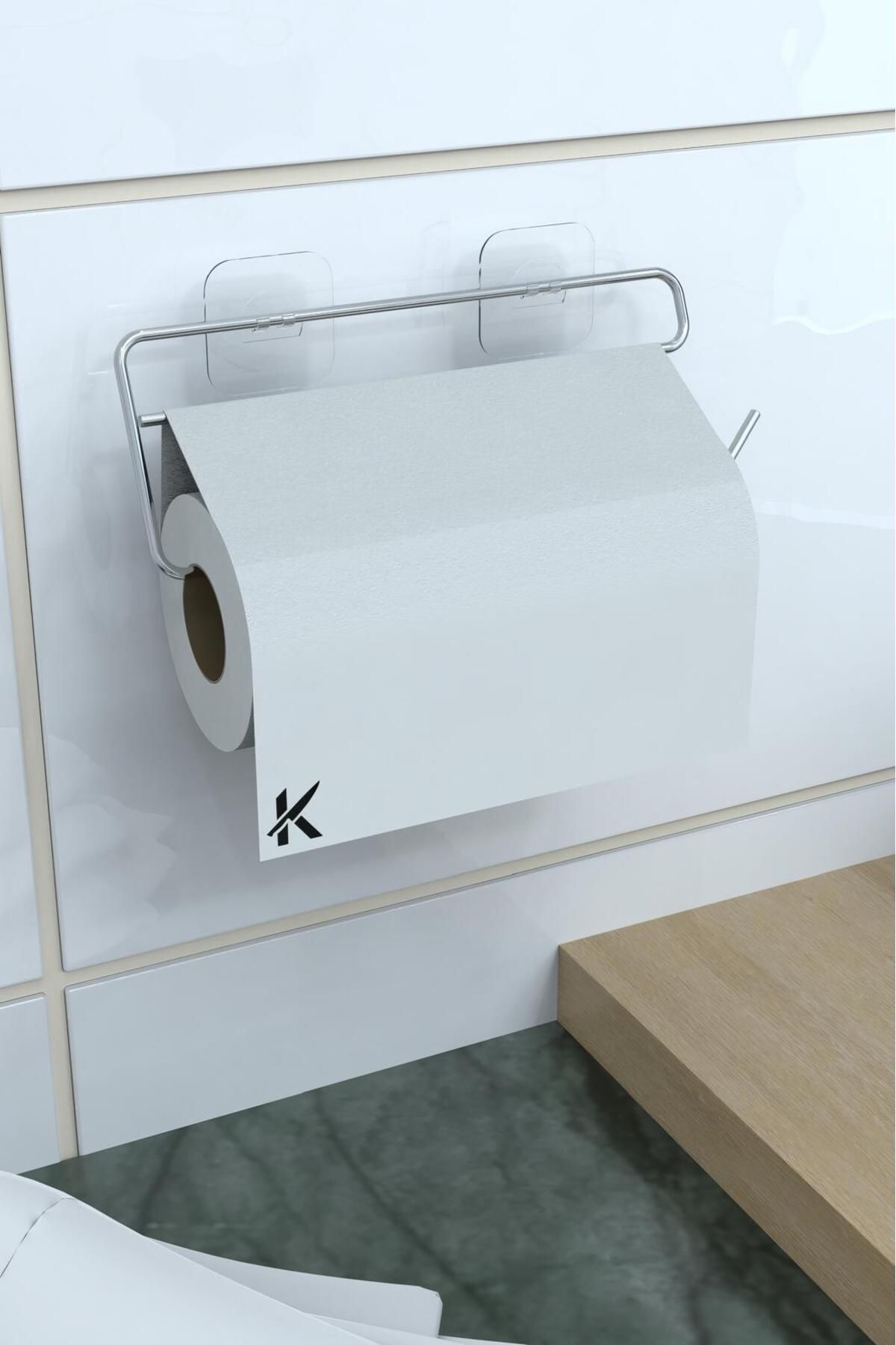ELAMOUR Yapışkanlı Kağıt Havluluk Kağıt Havlu Askısı Tutacağı Metal Banyo Mutfak Havluluğu Modern