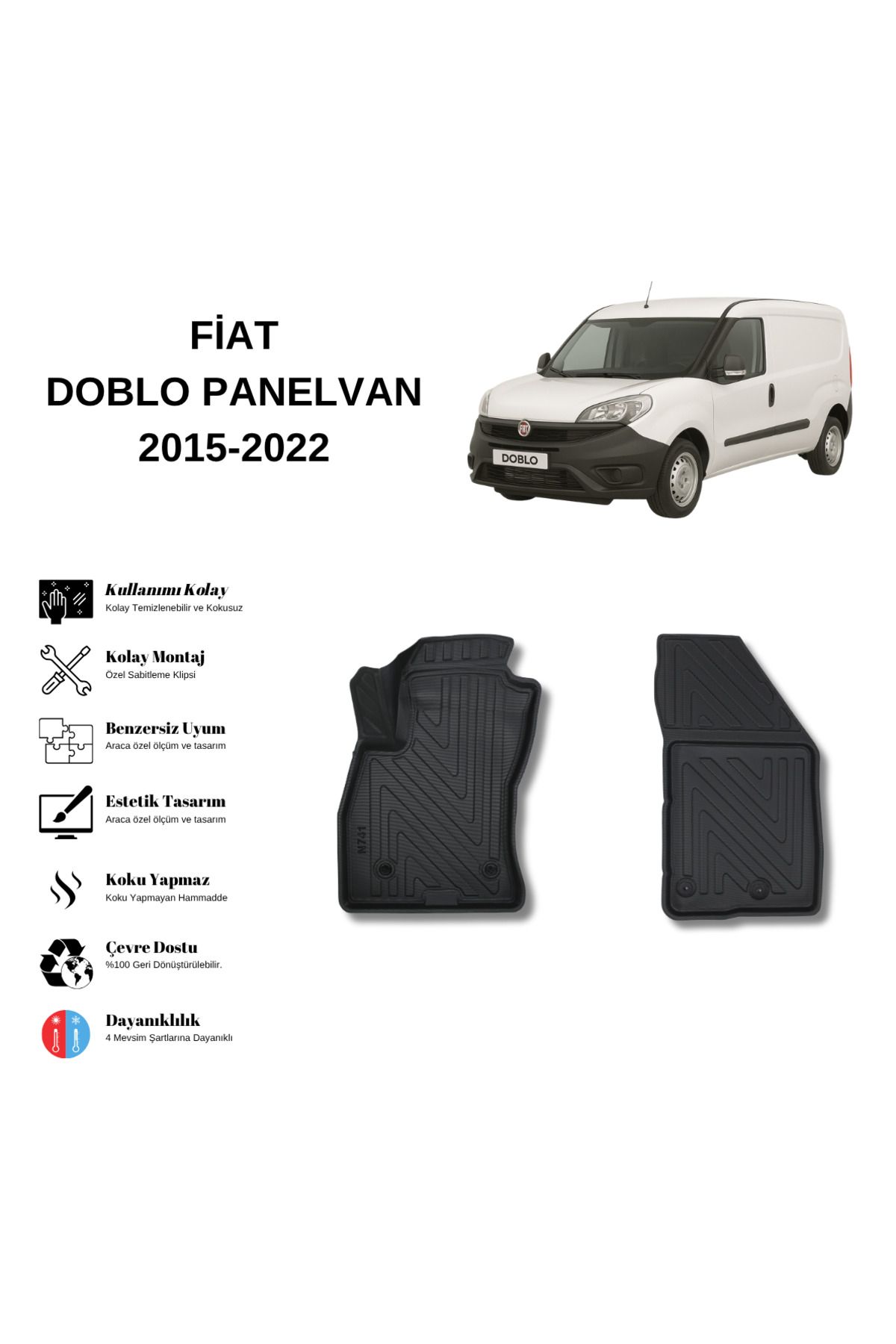 AutoWeller Fiat Doblo Panelvan 2015-2022 3D Havuzlu Oto Paspas