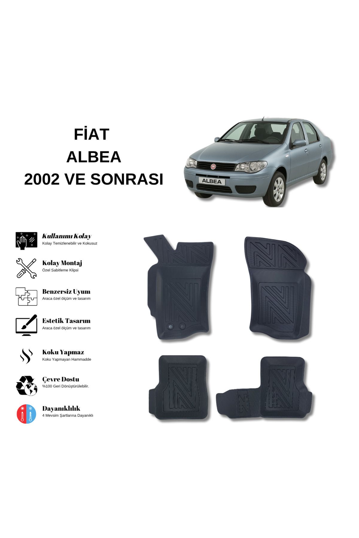 AutoWeller Fiat Albea 2002 ve Sonrası 3D Havuzlu Oto Paspas