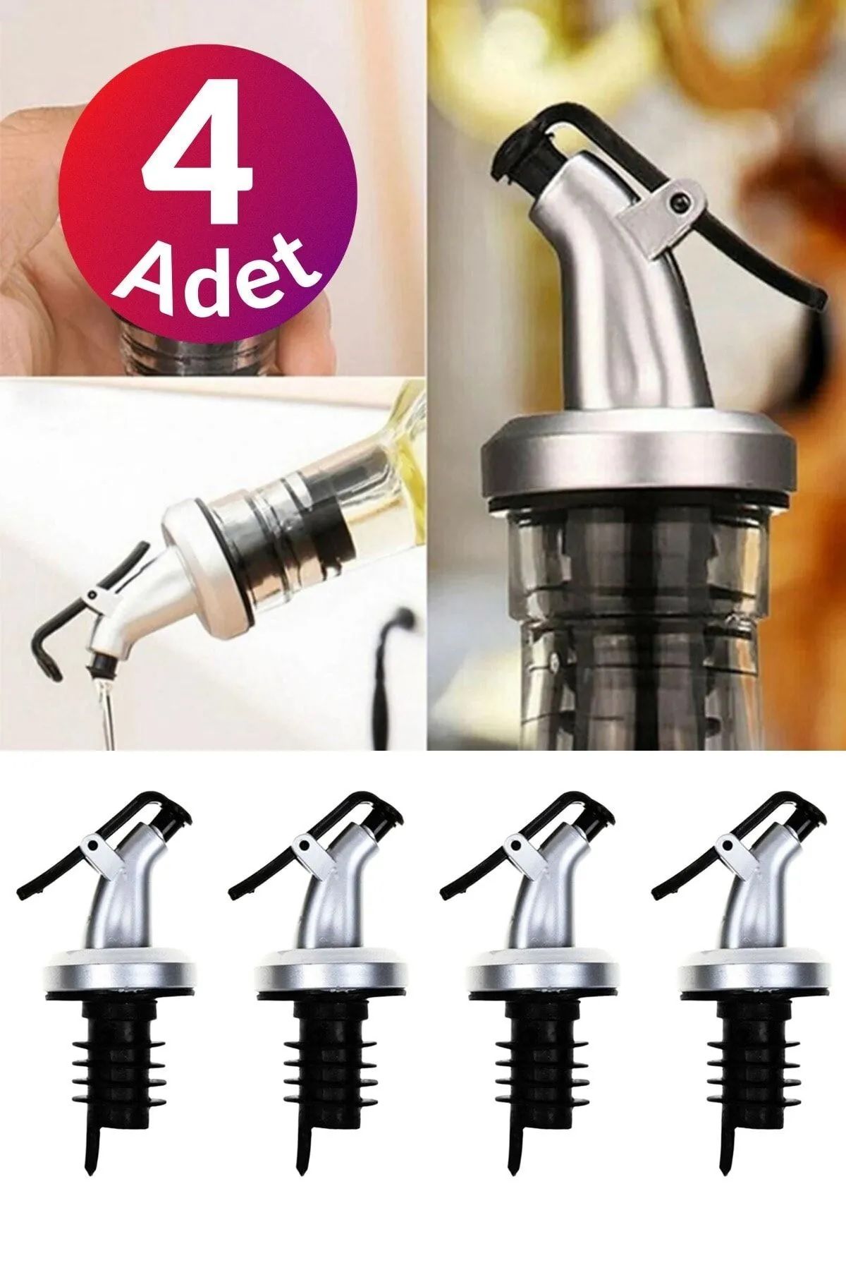 HızlıTrend 4'lü Damlatmaz Yağdanlık Tıpası Akıllı Tapa