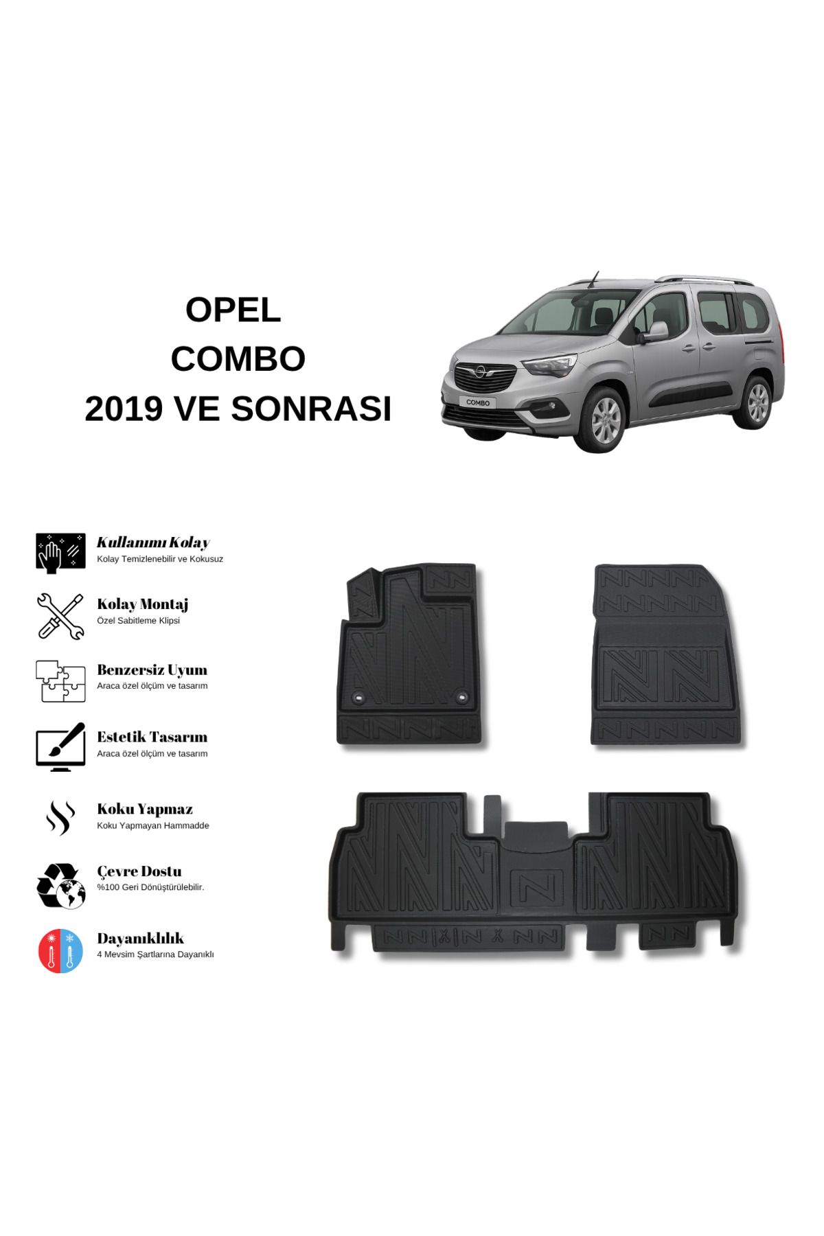 AutoWeller Opel Combo 2019 ve Sonrası 3D Havuzlu Oto Paspas