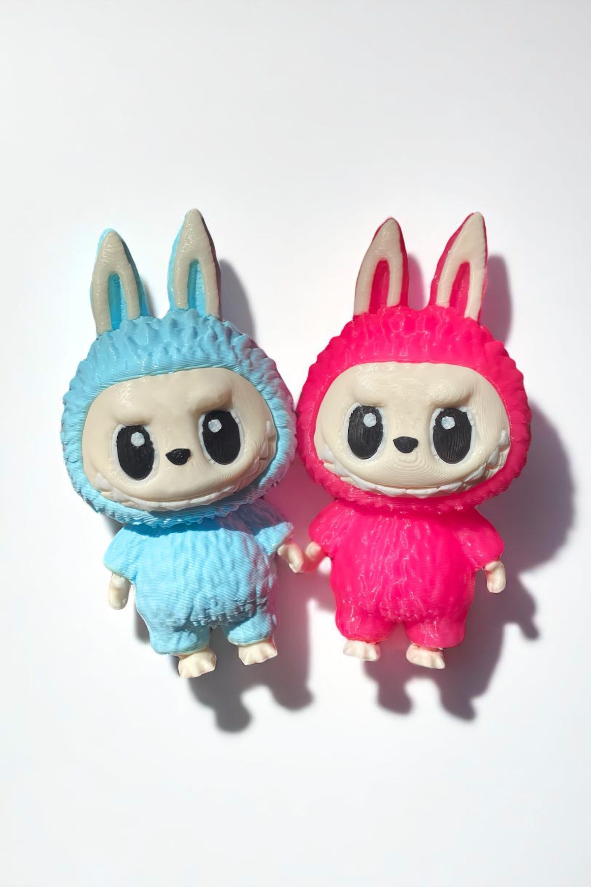 GiginGo Labubu 2’li Figür Seti – Pastel Mavi & Neon Pembe | Sevimli Çift Koleksiyonu 10 cm
