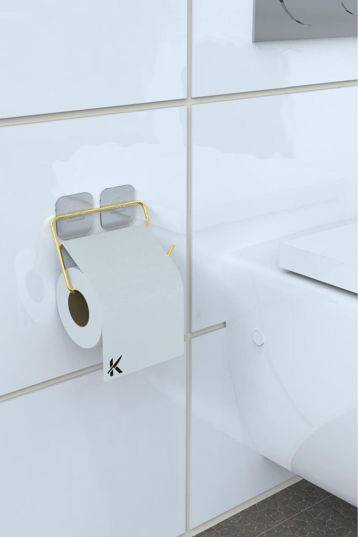 ELAMOUR Yapışkanlı WC Tuvalet Kağıtlık WC Kağıt Tutacağı Metal Banyo Modern