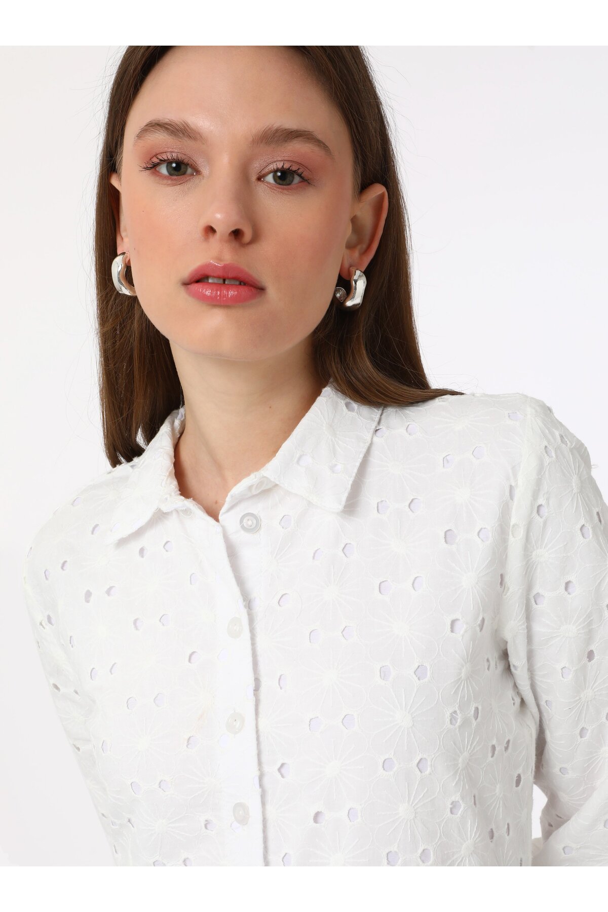 Benin  Brode Kumaşlı Tesettür Elbise - Ekru - Benin - Görsel 3