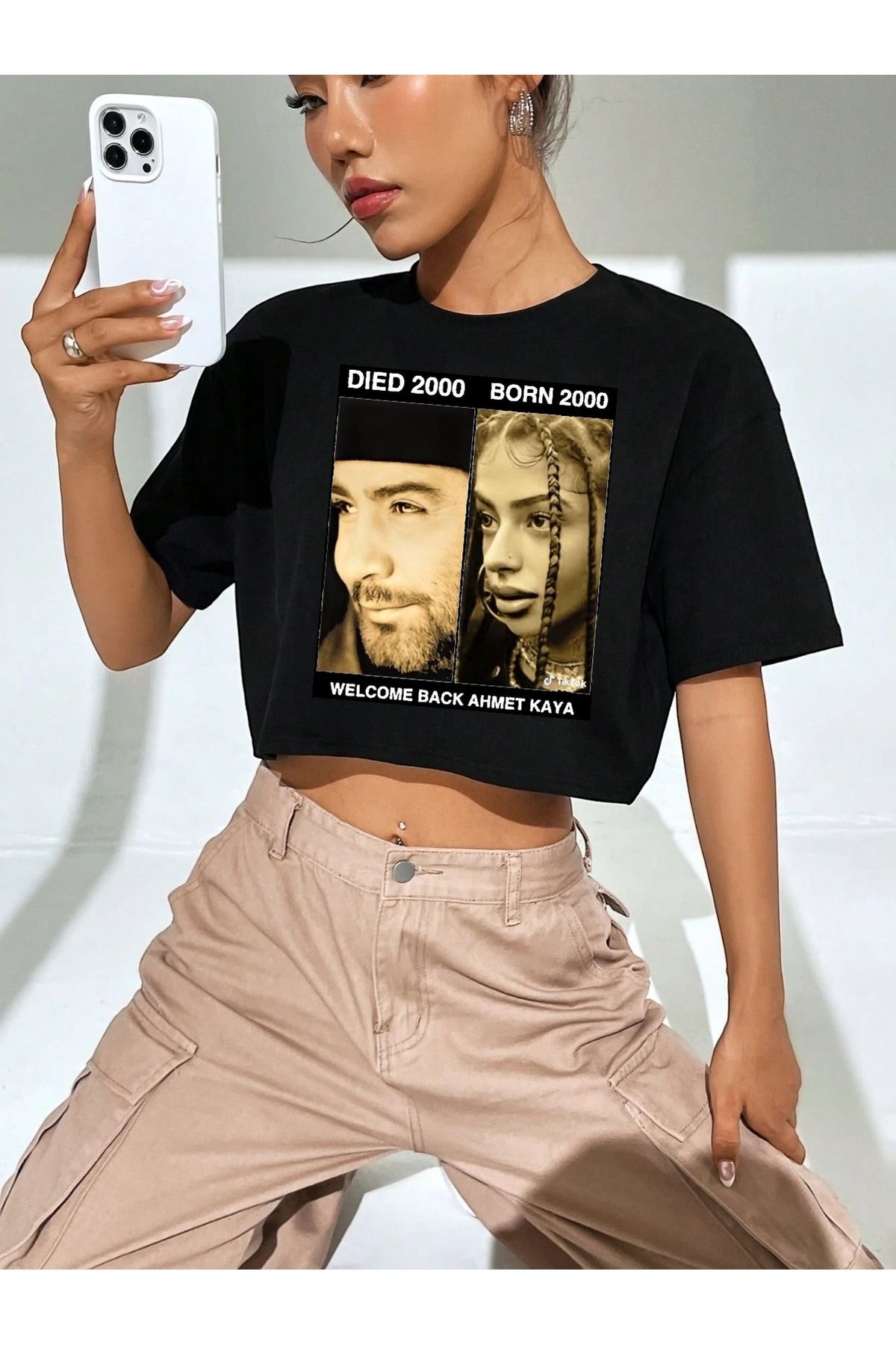 SOHR Kadın Oversize Crop Ahmet Kaya Alızade Welcome Back Tasarım T-shirt