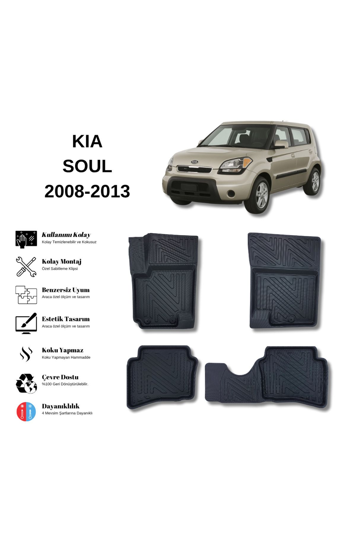 AutoWeller Kia Soul 2008-2013 3D Havuzlu Oto Paspas