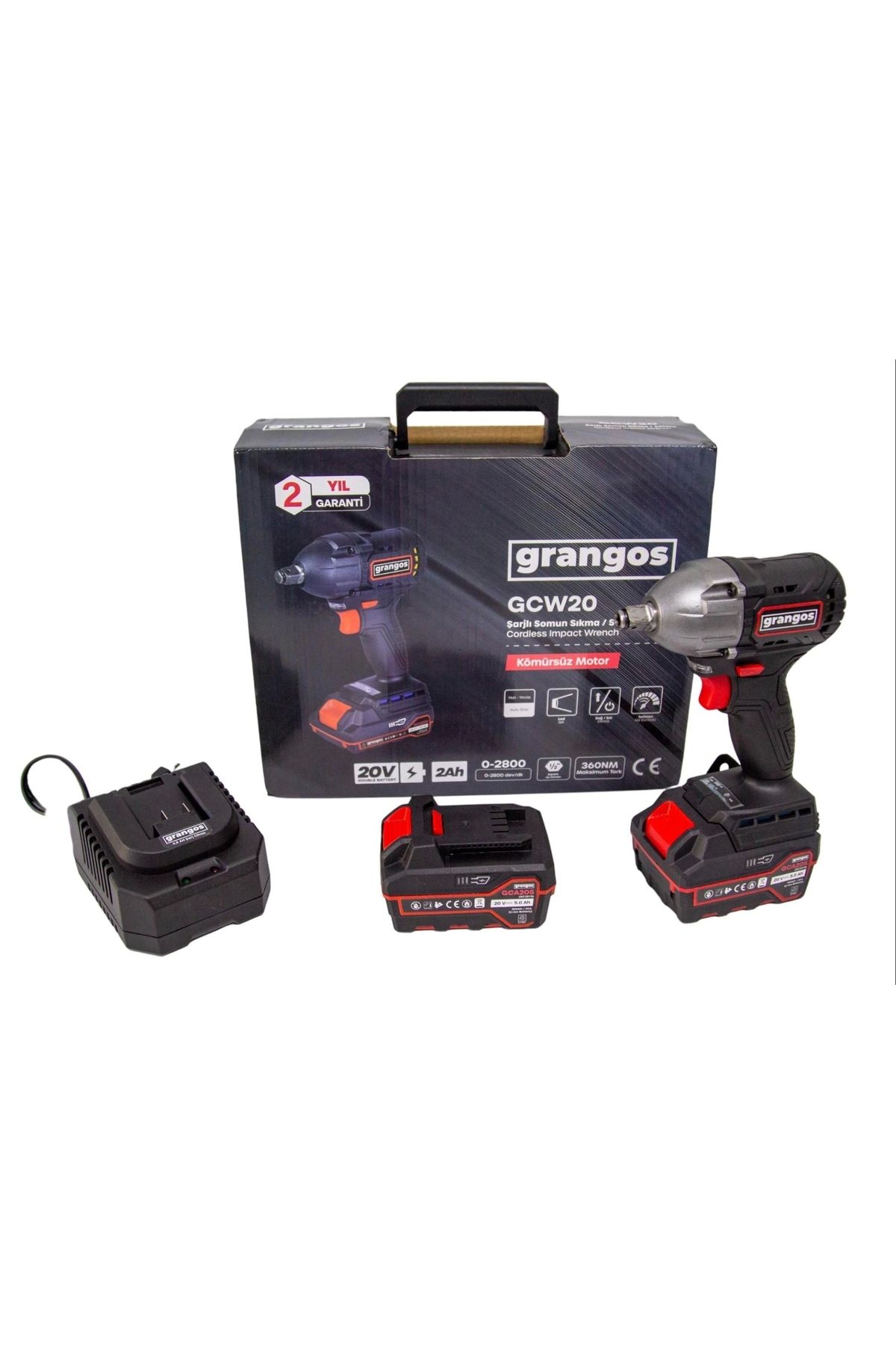 Generic Grangos GCW20-F2 20V 5 Ah Çift Akülü Somun Sıkma