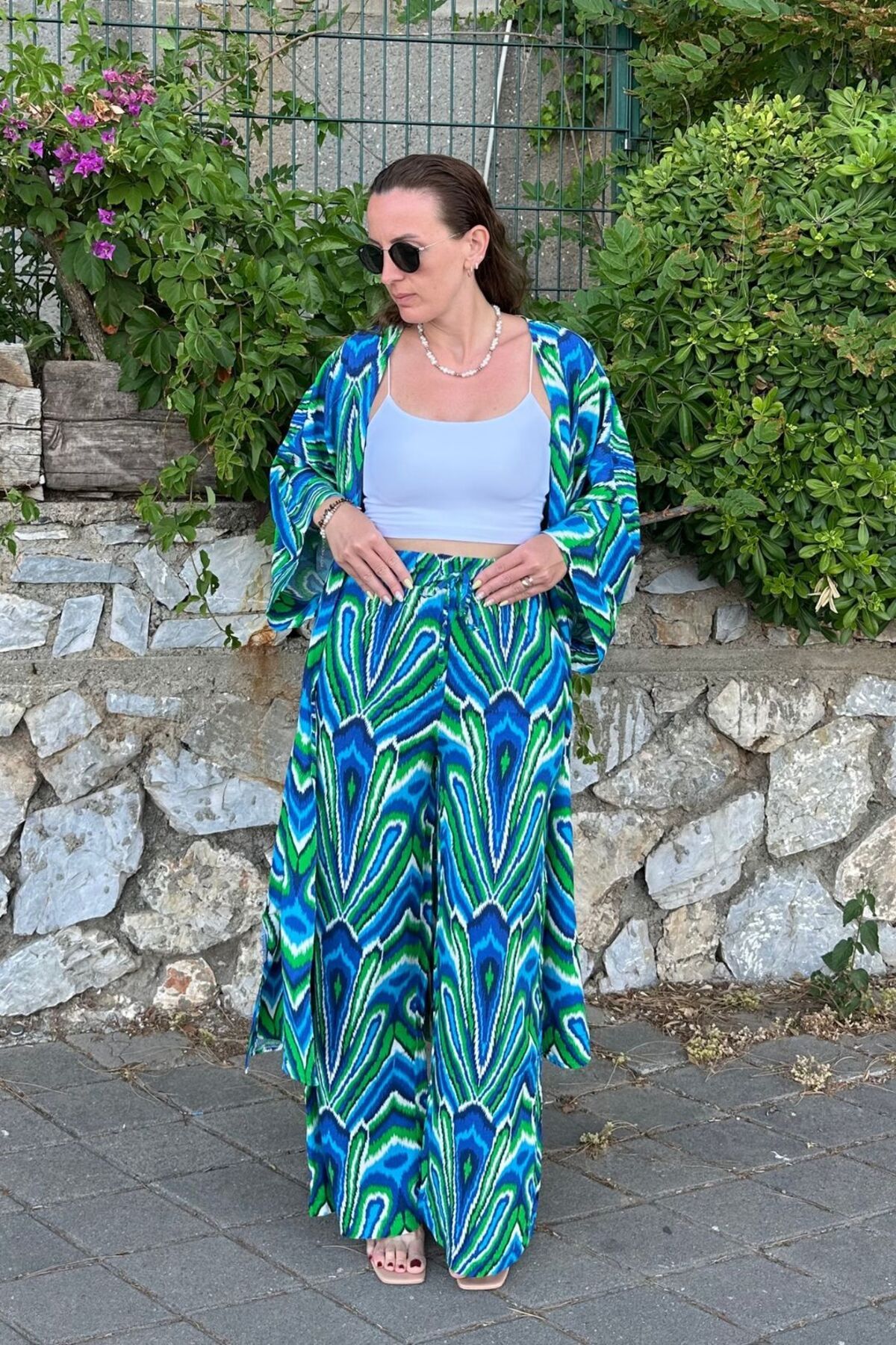 lady special Desenli Kimono Pantolon Takım