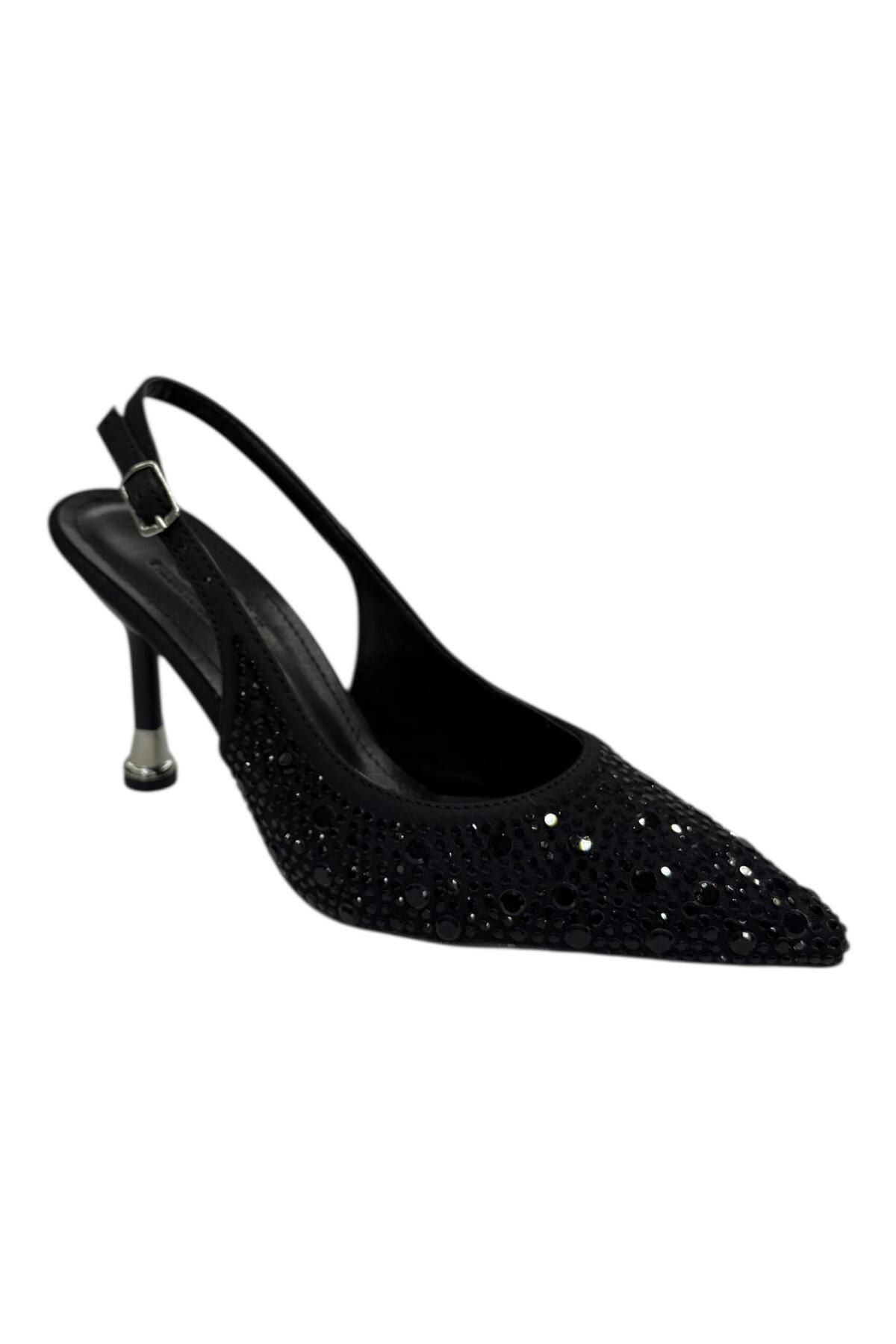 Shoes Taş Detaylı İnce Metal Topuklu Ayyakabı