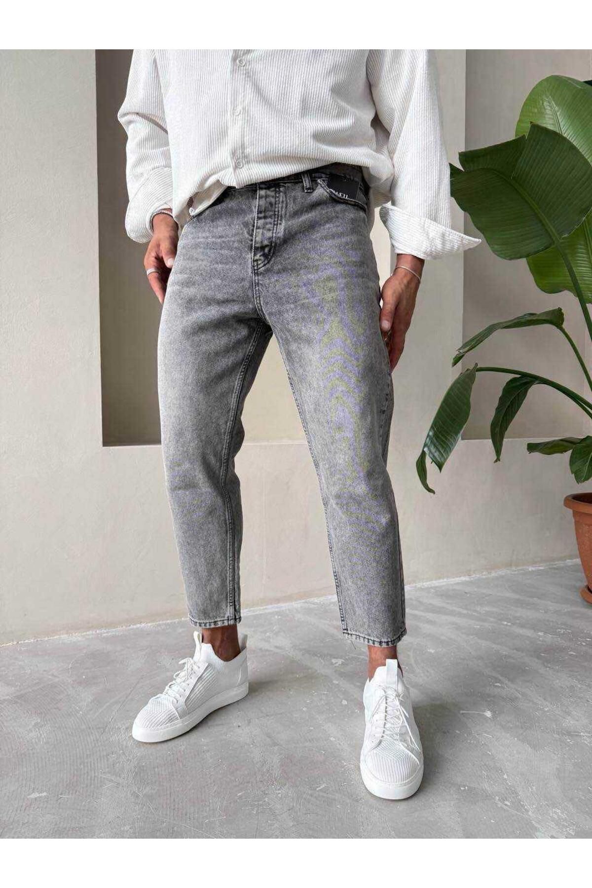 MODA GRİ BOYFRİEND KOT PANTOLON