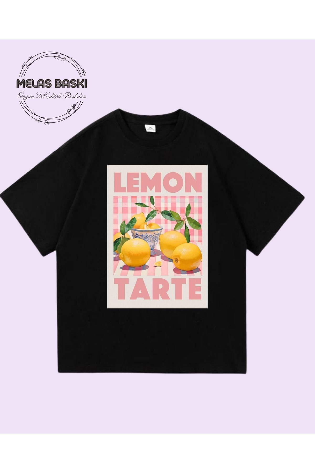 MELAS BASKI Pamuklu Oversize Pinterest Limon Baskılı Tişört