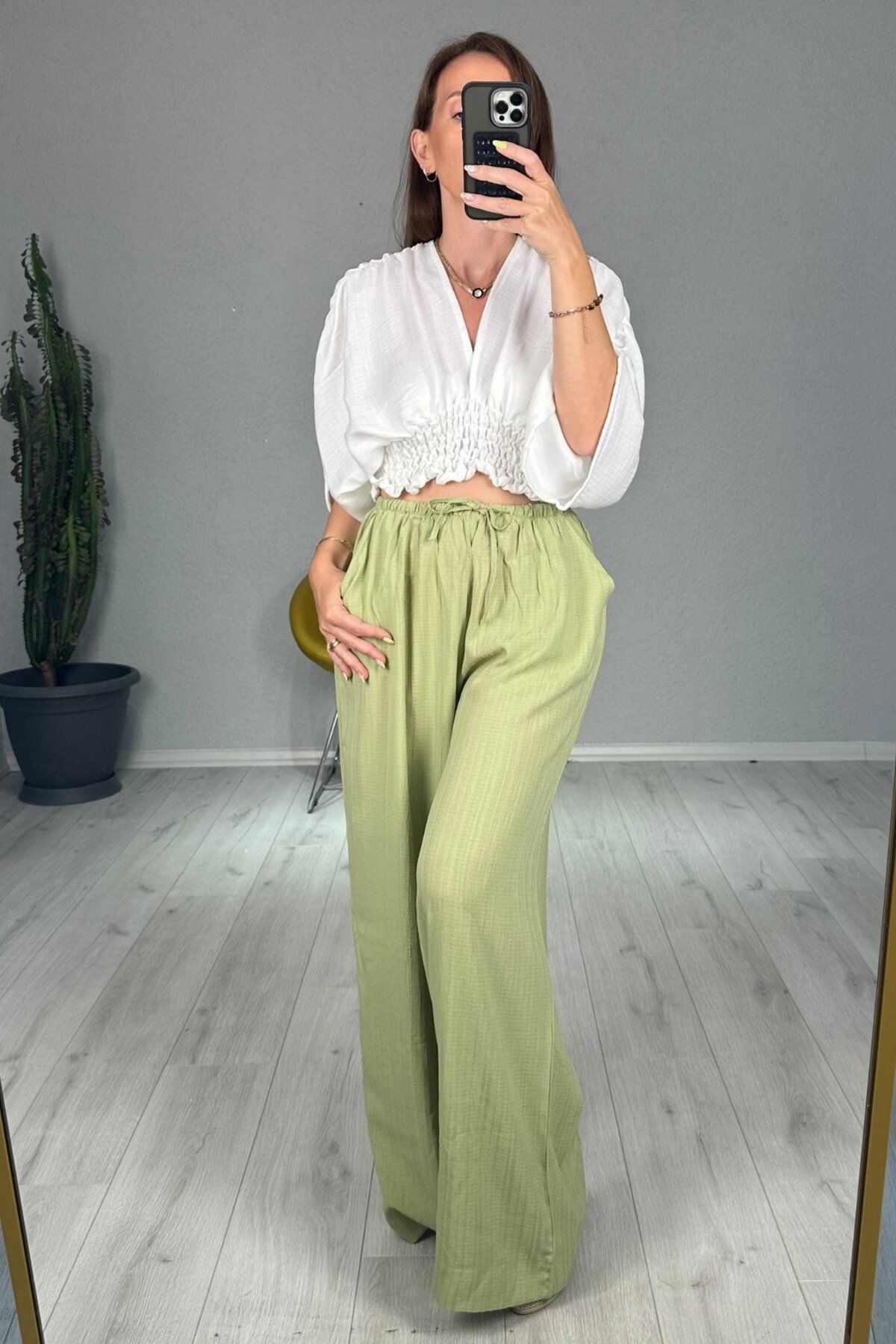 lady special Gofre Beli Latikli Palazzo Pantolon