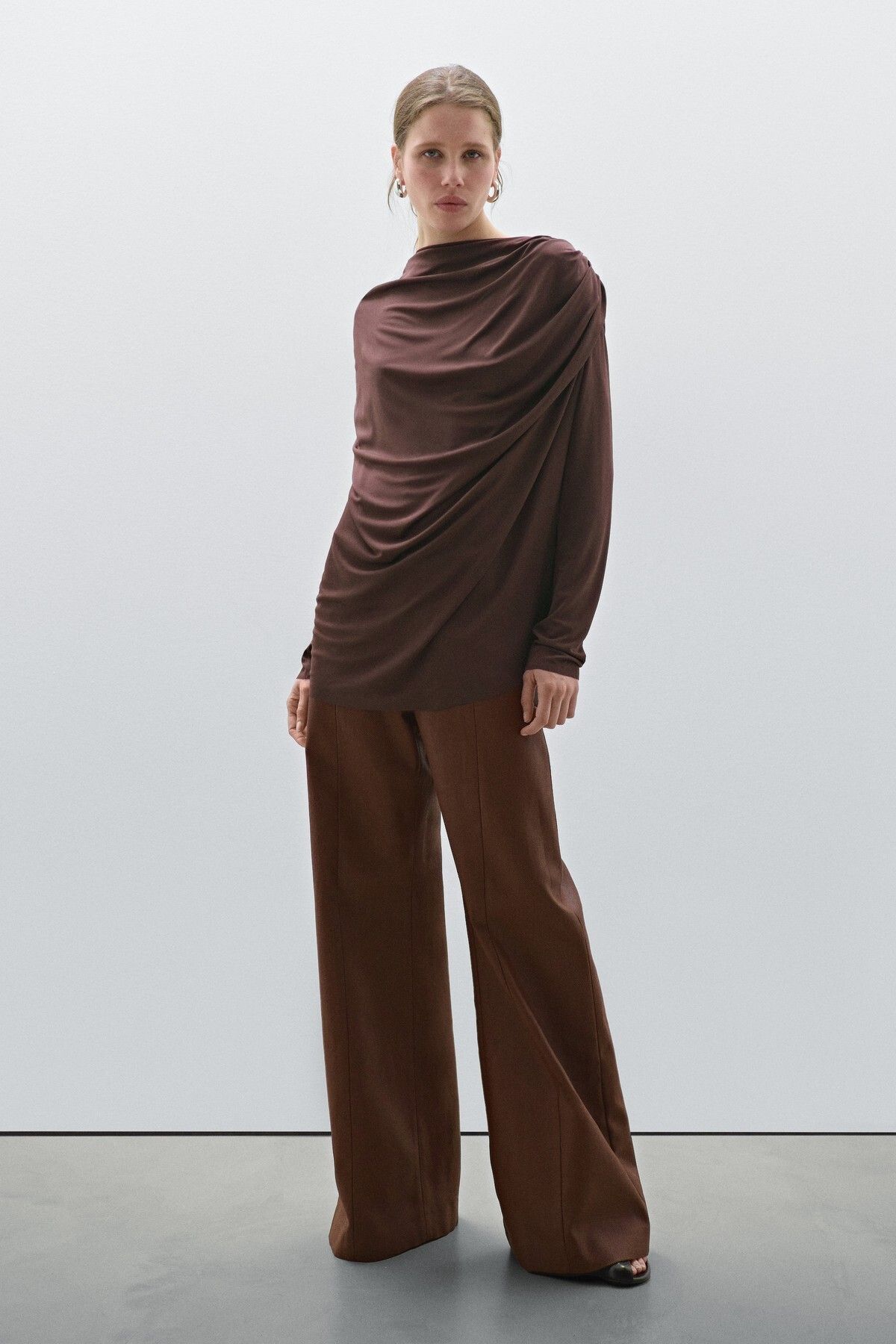 Massimo Dutti Drape detaylı uzun bluz - Studio