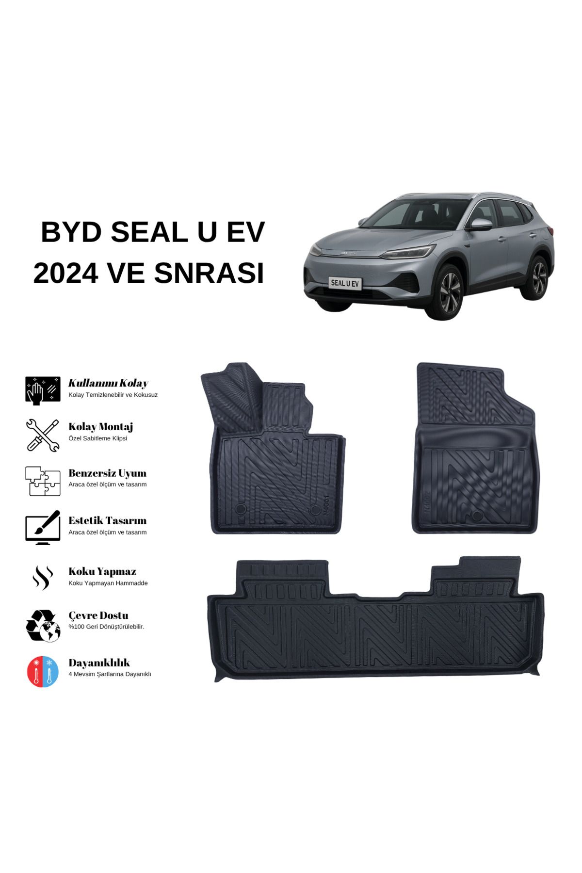 AutoWeller Byd Seal U EV 2024 ve Sonrası 3D Havuzlu Oto Paspas