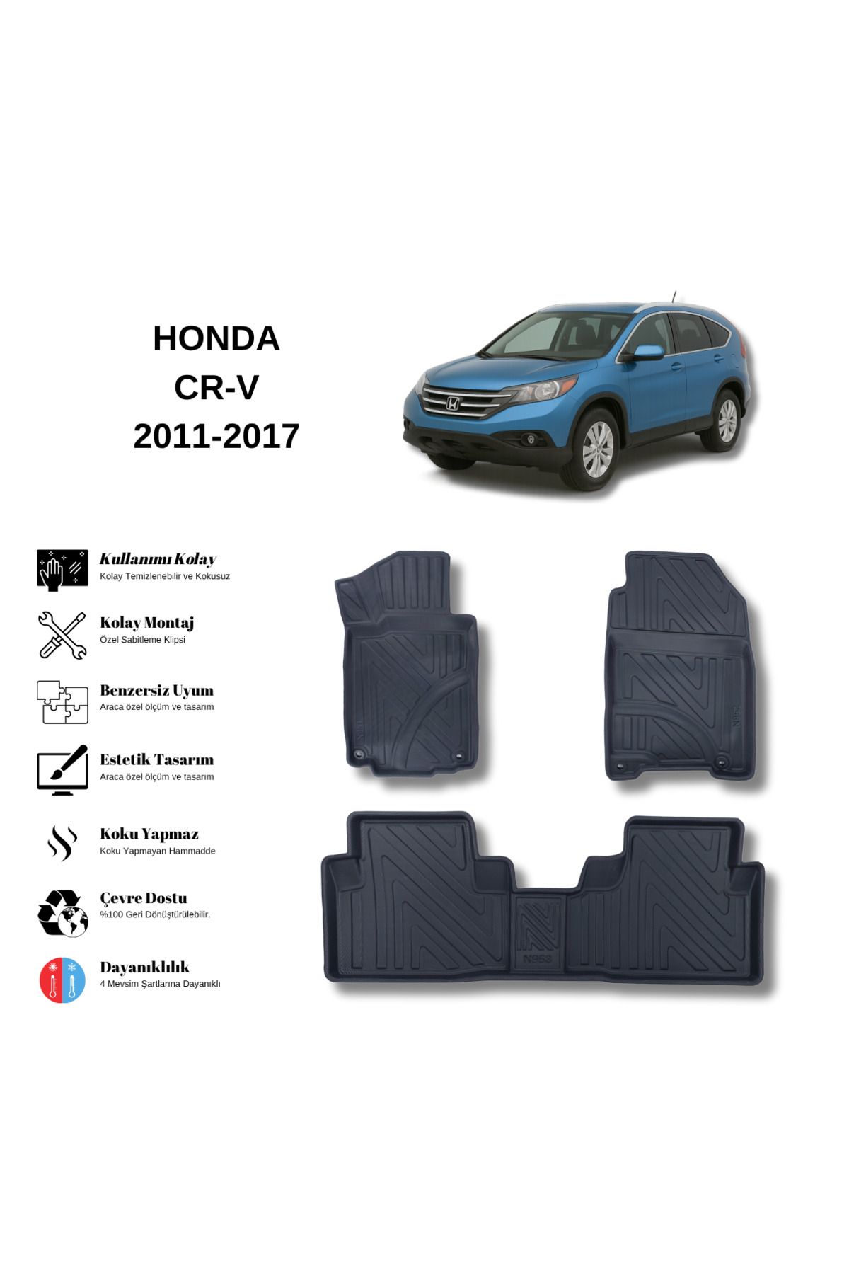 AutoWeller Honda CR-V 2011-2017 3D Havuzlu Oto Paspas