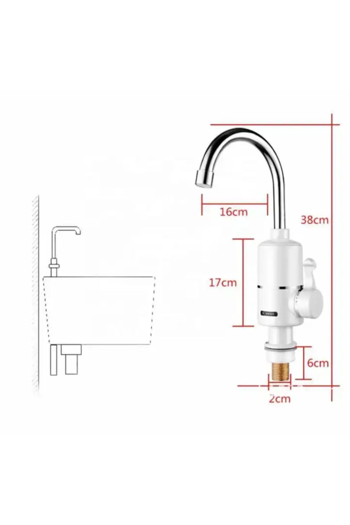 Generic-Electric Faucet, Instant Heating, 3000 W, Adjustable Temperature Between 30°C-60°C 3