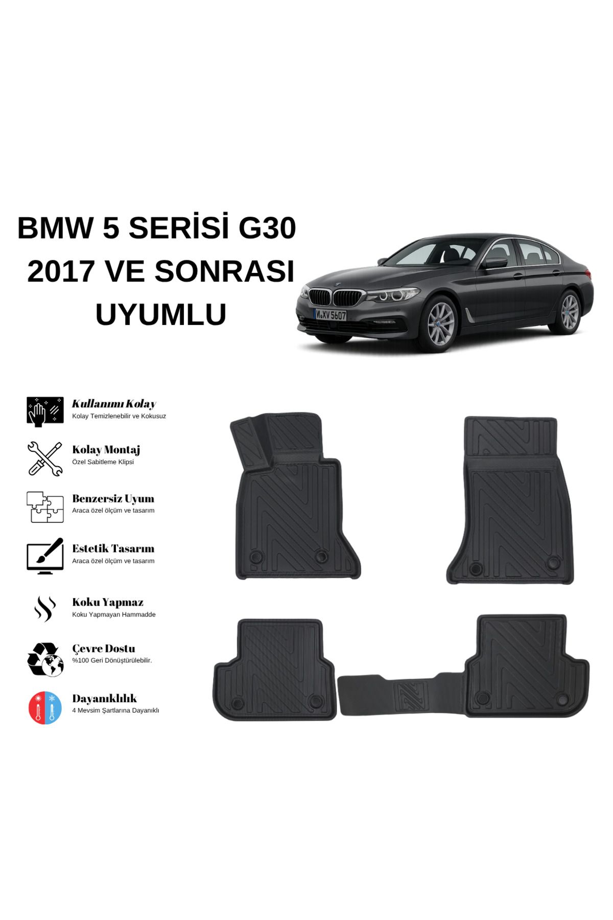 AutoWeller Bmw 5 Serisi G30 2016-2023 3D Havuzlu Oto Paspas
