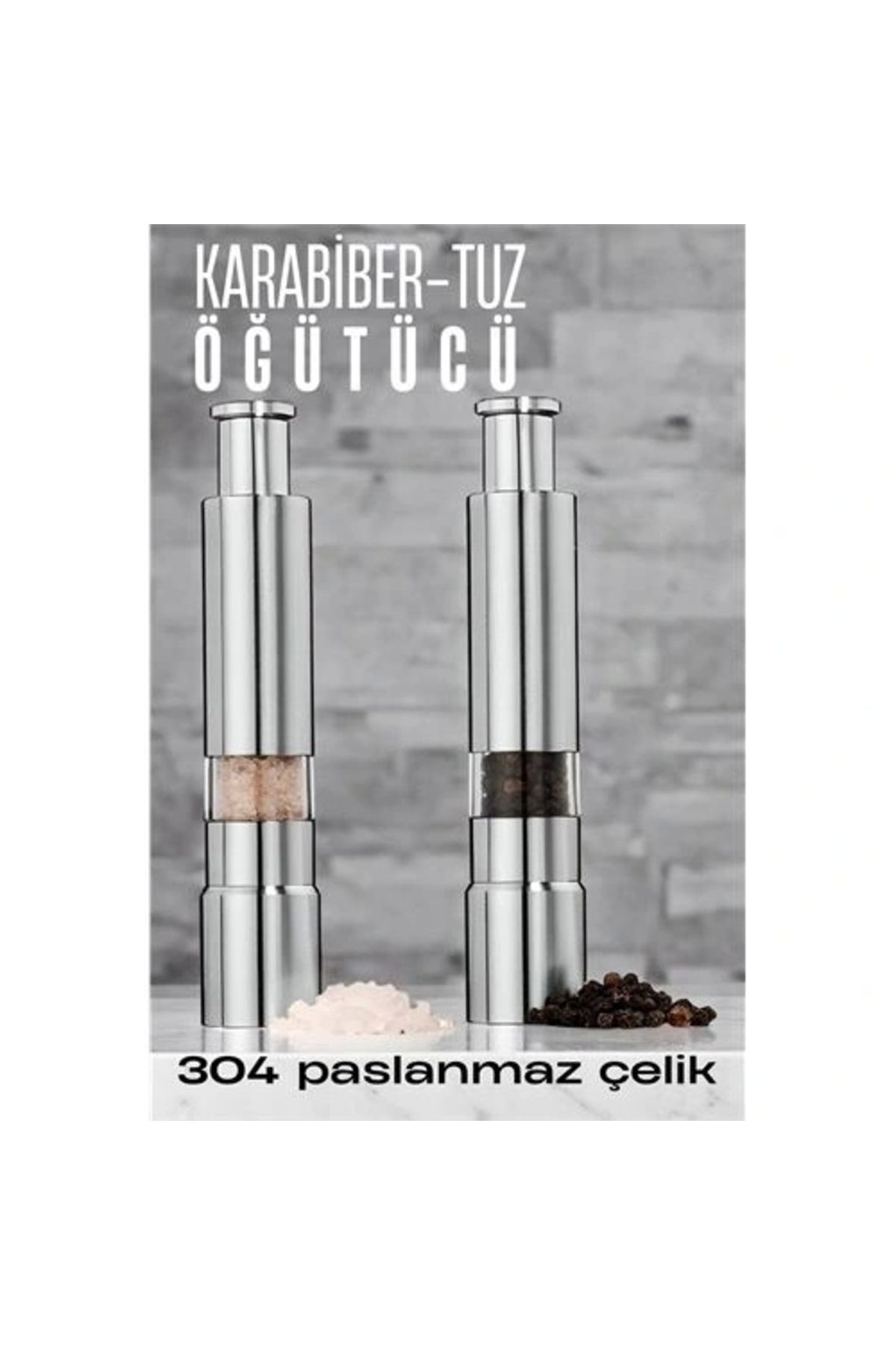 shopwave 2'li Karabiber Tuz Öğütücü Profesyonel 304 Paslanmaz Çelik Manuel Baharat Değirmeni