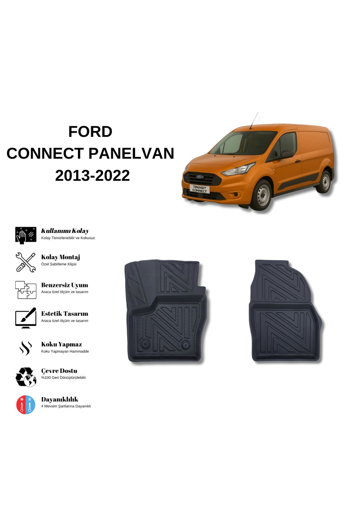 AutoWeller Ford Connect Panelvan 2013-2022 3D Havuzlu Oto Paspas