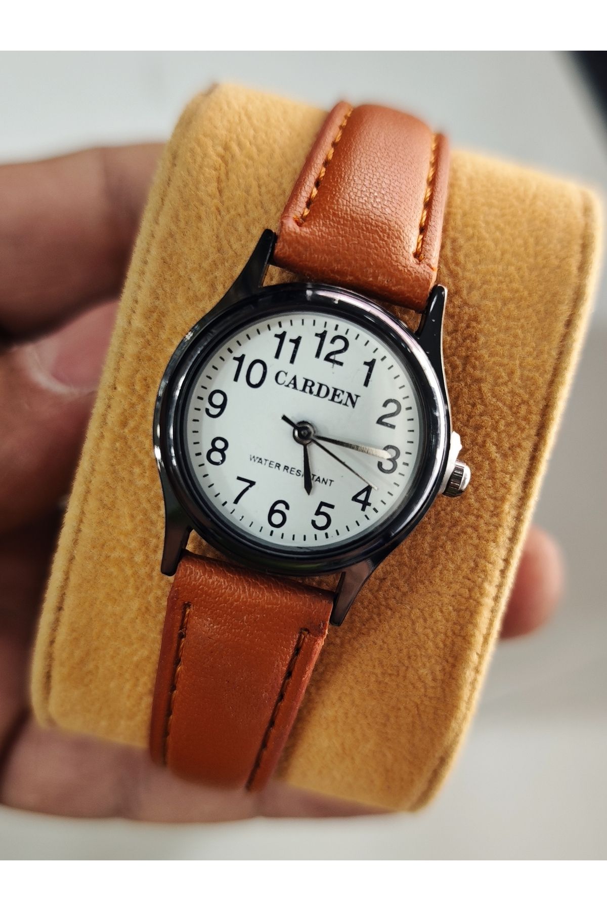CARDEN retro kayışlı saati,taba kordon rakamlı vintage