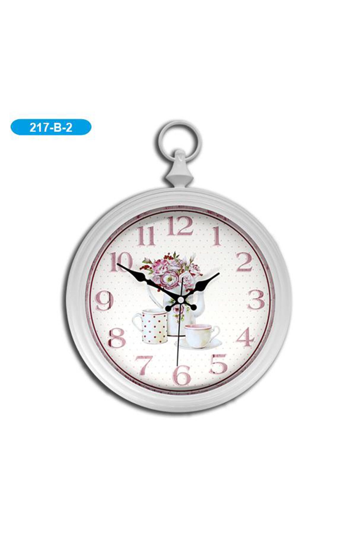Elioure Pembe Çiçek Tasarımlı Modern Duvar Saati D-217-B-2