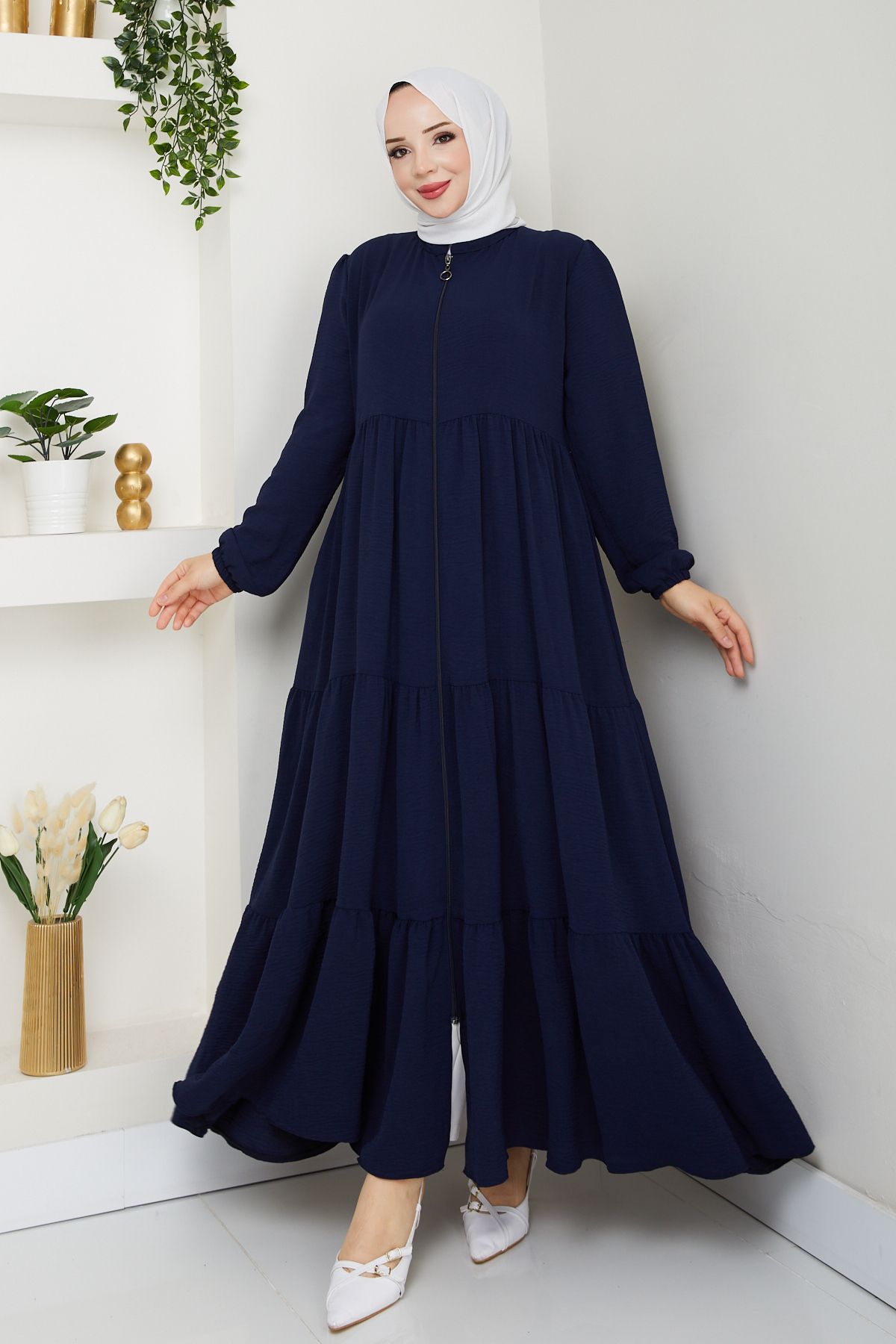 Pamuk Butik Kadın Fermuar Kapamalı Ferace