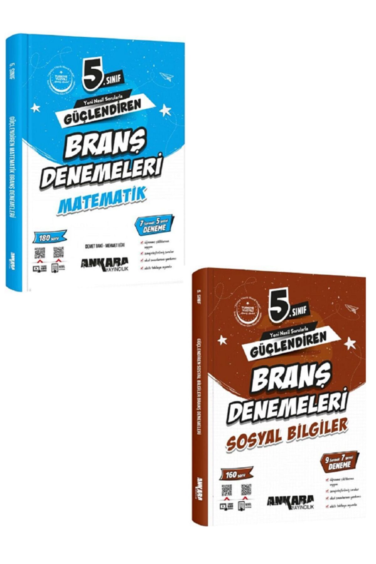 Evrensel İletişim Yayınları 5.Sınıf Ankara Güçlendiren Matematik + Sosyal Bilgiler Branş Denemeleri / 340 Soru / YENİİ - 2 KİTAP