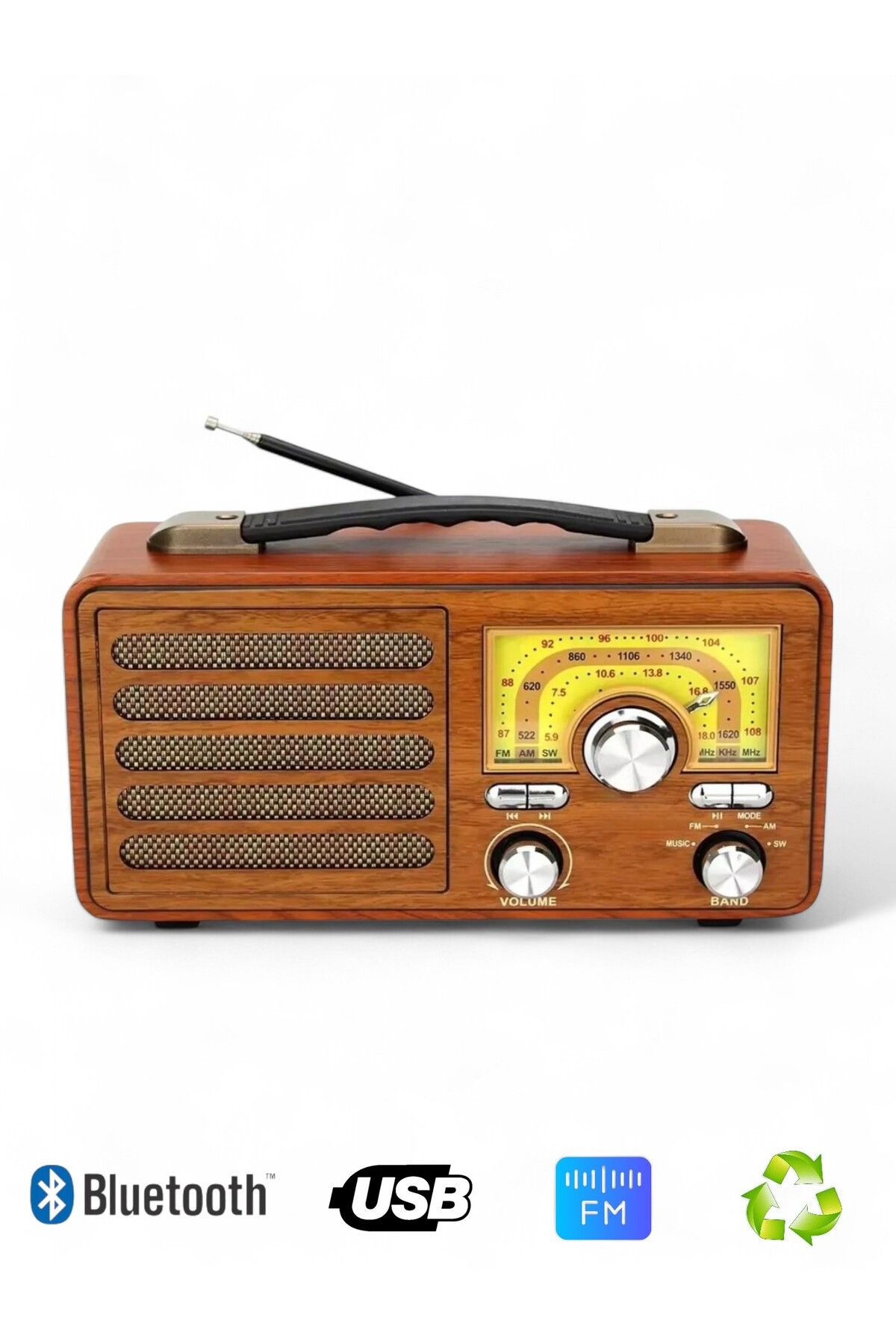 ROYALTREND Nostalji Nostalji Ahşap Radyo,Trend Tasarım Gerçek Ahşap Radyo(bluetooth özellikli)