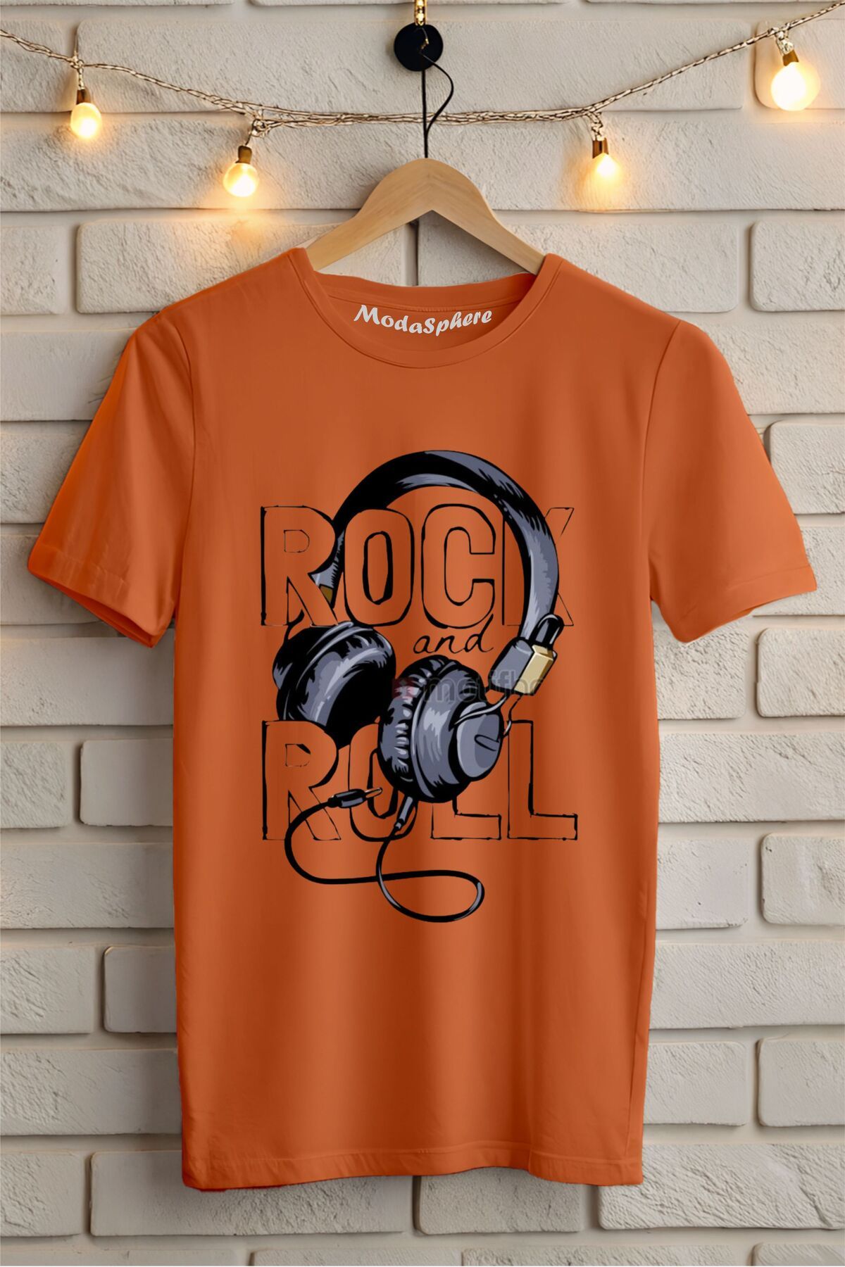 ModaSphere Rock and Roll Baskılı Unisex Tişört