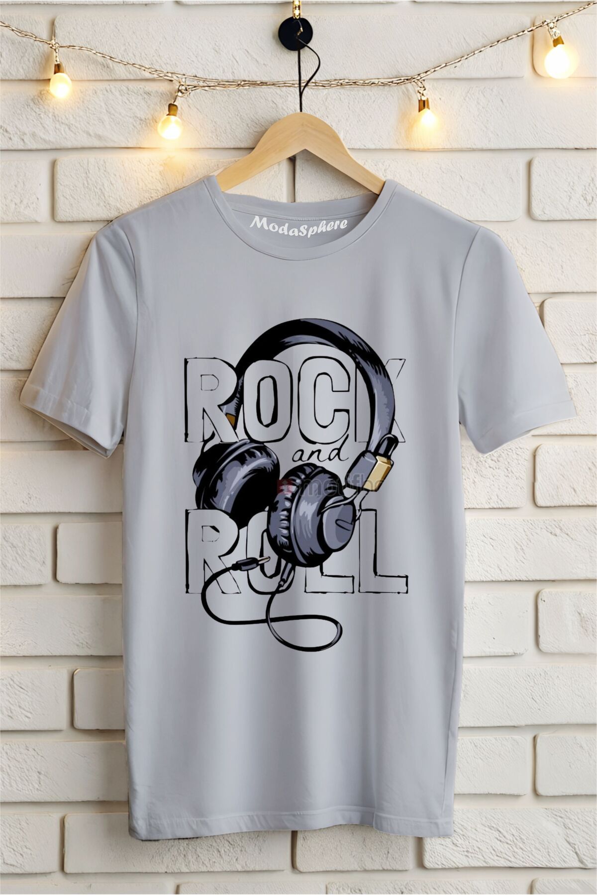 ModaSphere Rock and Roll Baskılı Unisex Tişört