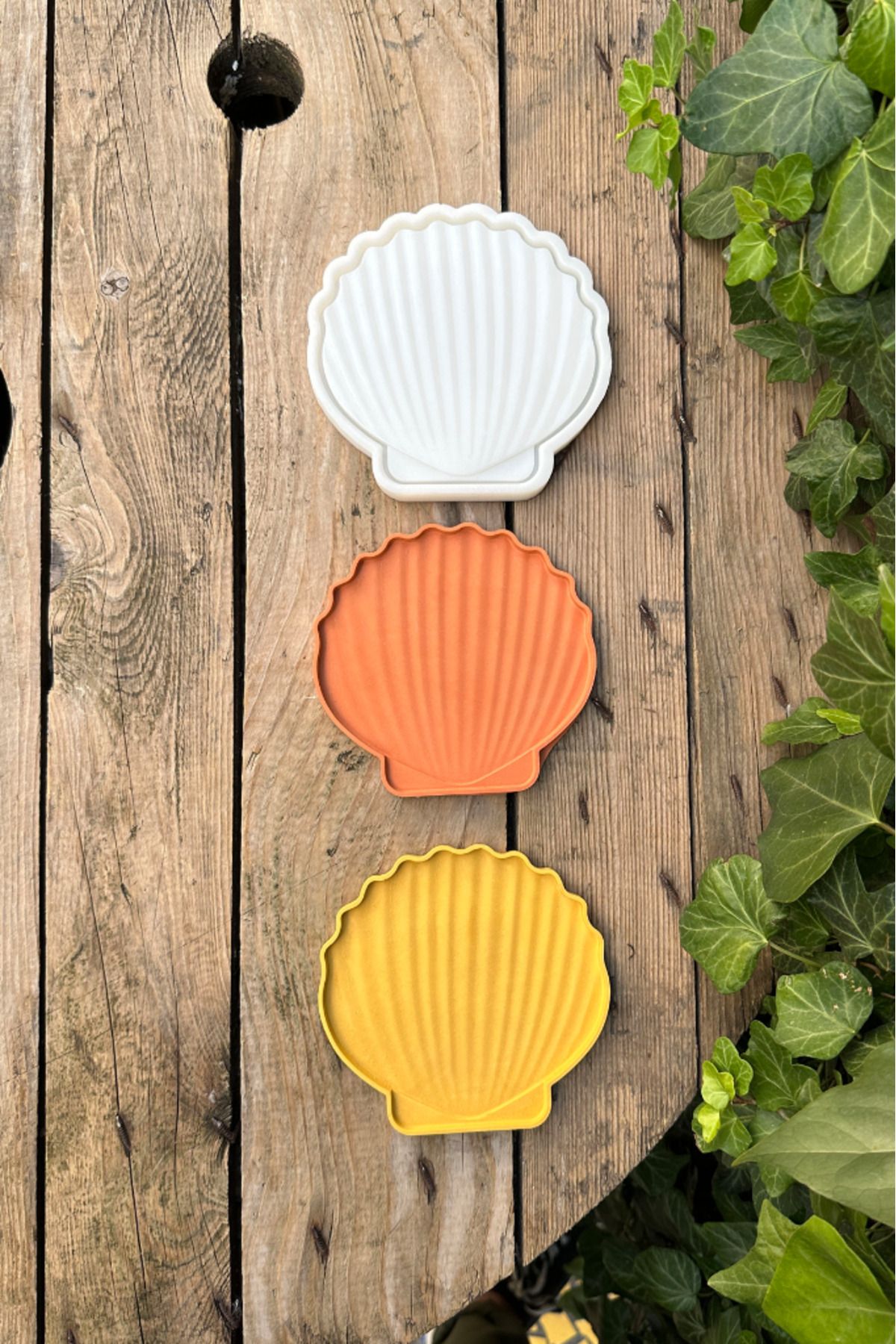 DEKORANLA Deniz kabuğu şekilli silikondan tepsi kalıbı, 124x119x8 mm, beyaz, 1 adet