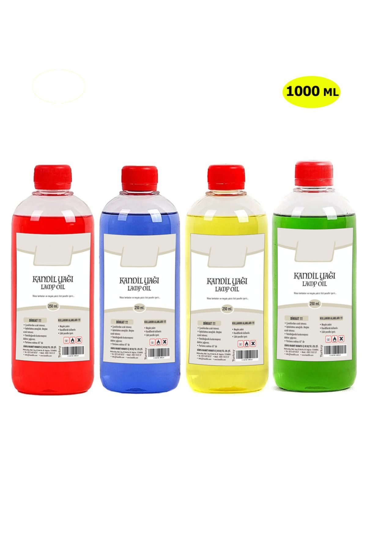 DEKORANLA Renkli 4'lü Set, Kokusuz Yağ, 4x250 Ml, İç Mekan Gaz Lambası