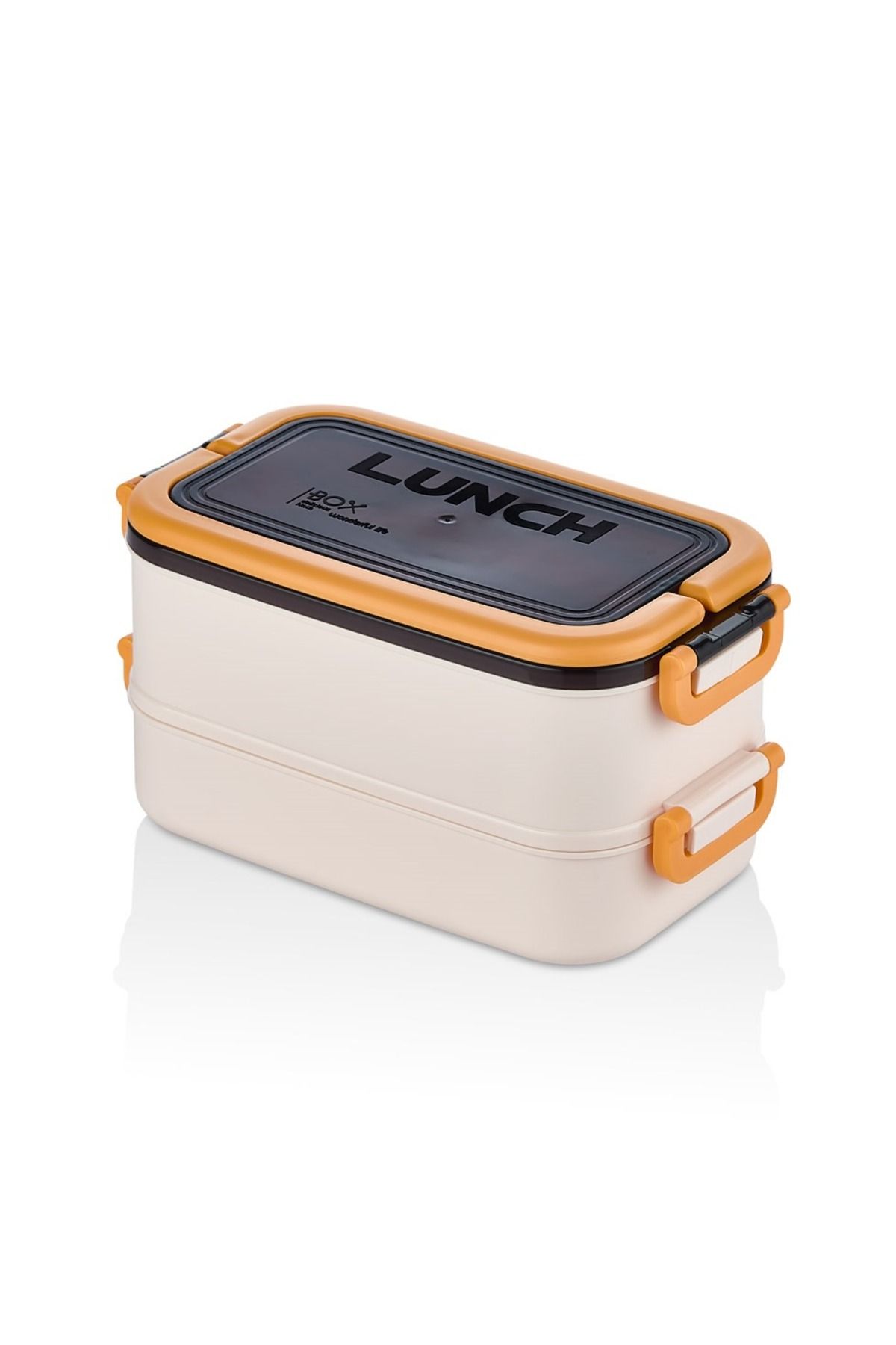 HOMEU-2-Tier Portable Food Container Lunch Box Lunch Box Storage Container Lunch Box with Fork and Spoon 1800ml 2